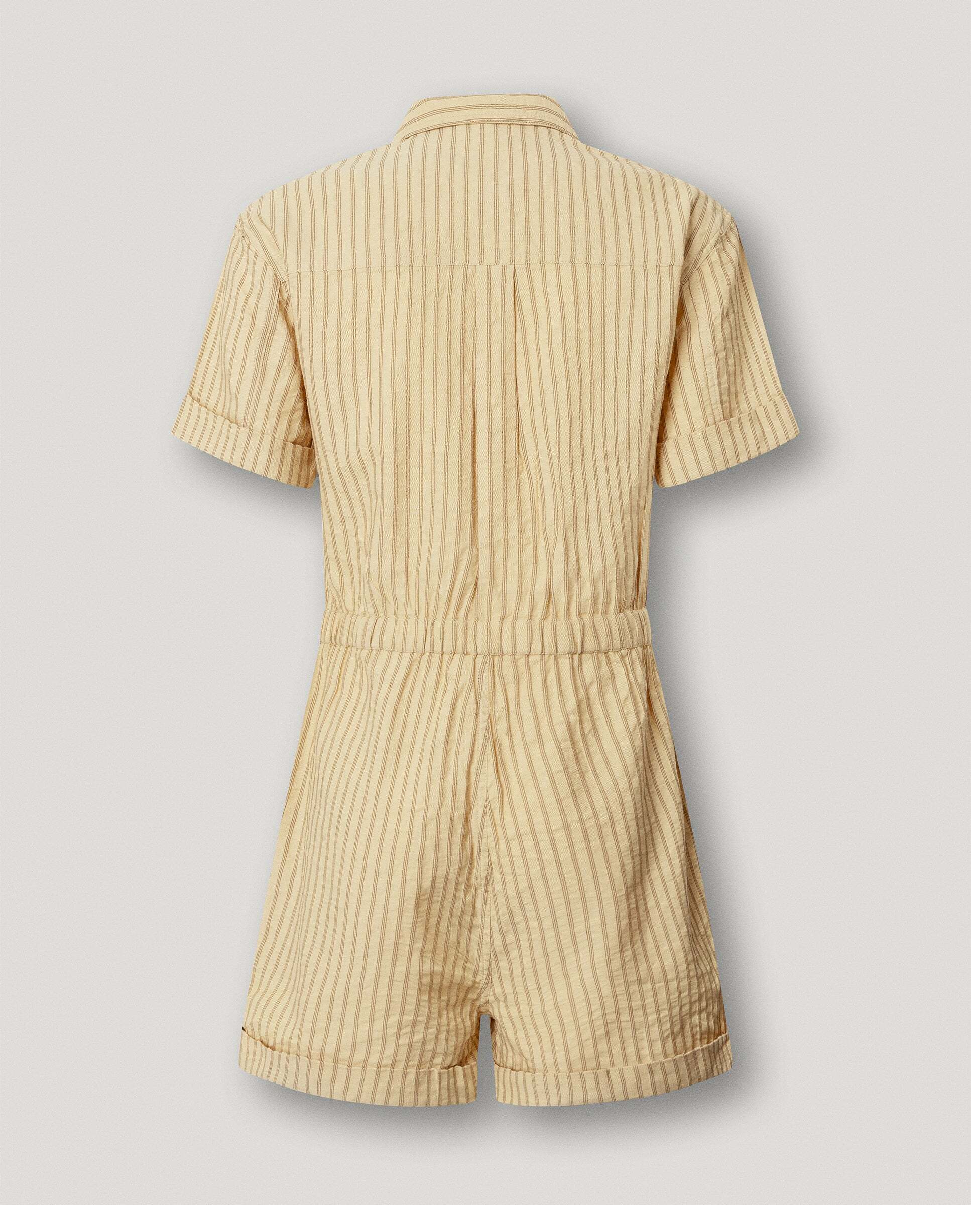 Mono de mujer corto de rayas con lino - Pepe Jeans - Crema Crema-8