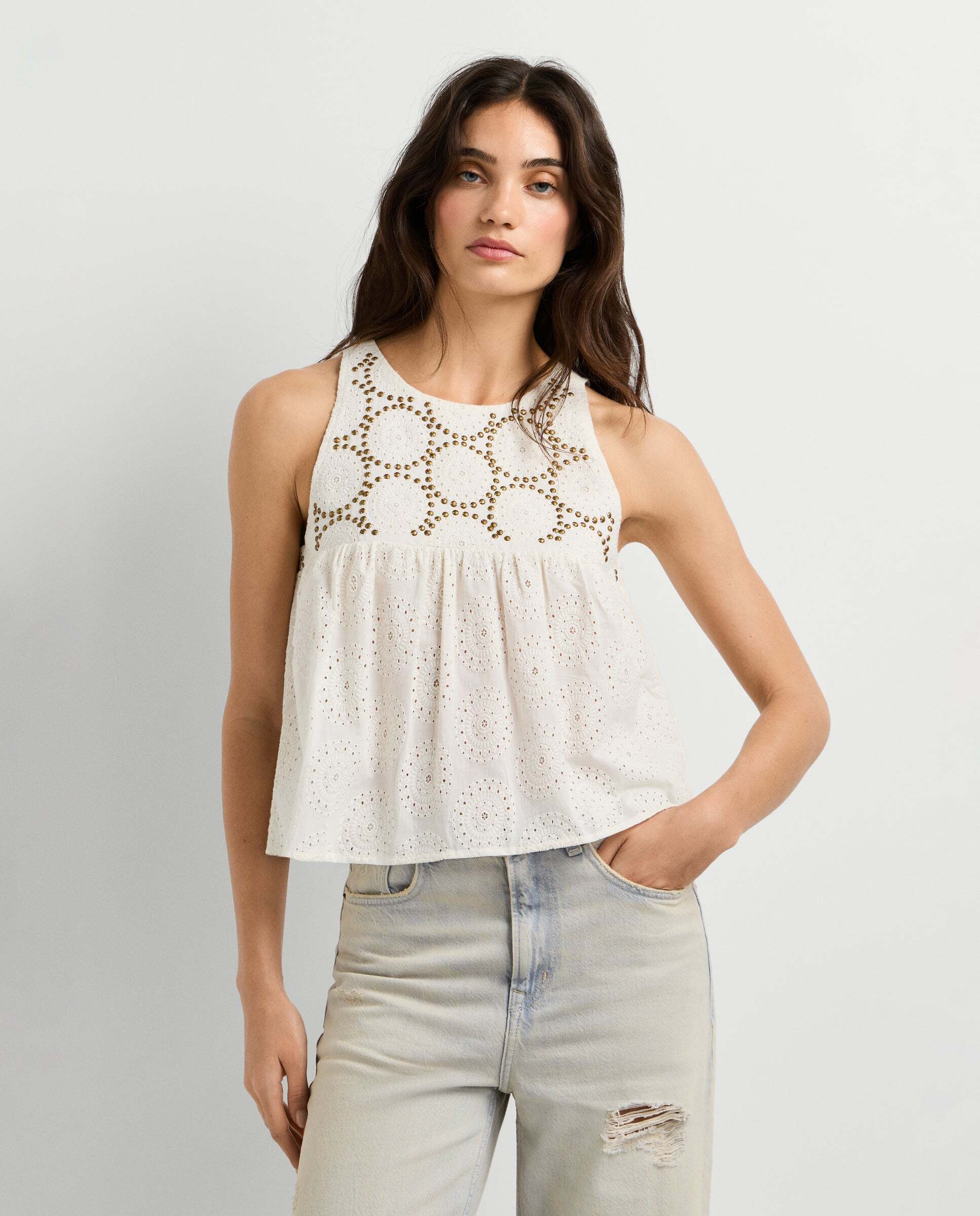 Imagen 1 de Blusa de mujer con detalles calados - Pepe Jeans - Blanco Blanco
