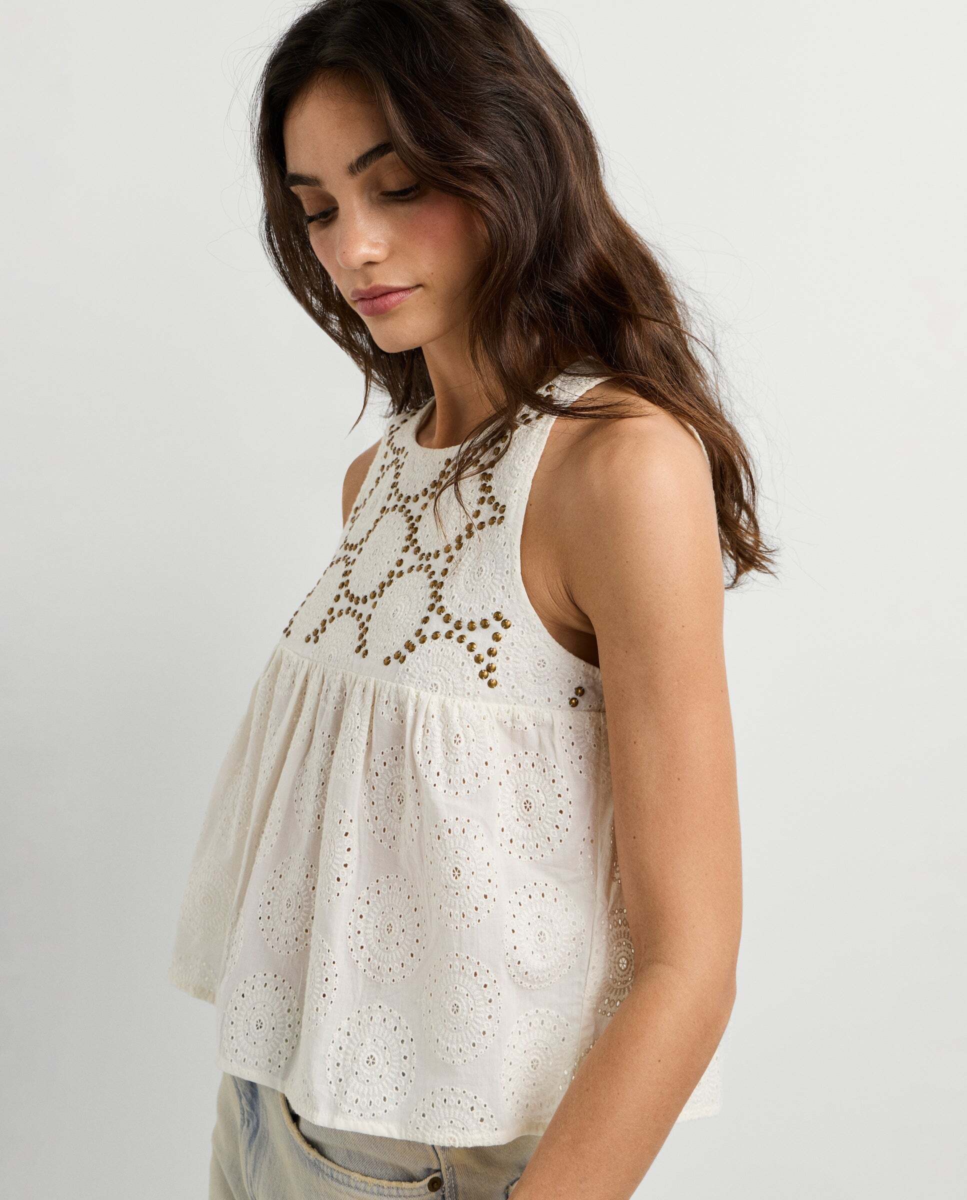 Imagen 4 de Blusa de mujer con detalles calados - Pepe Jeans - Blanco Blanco