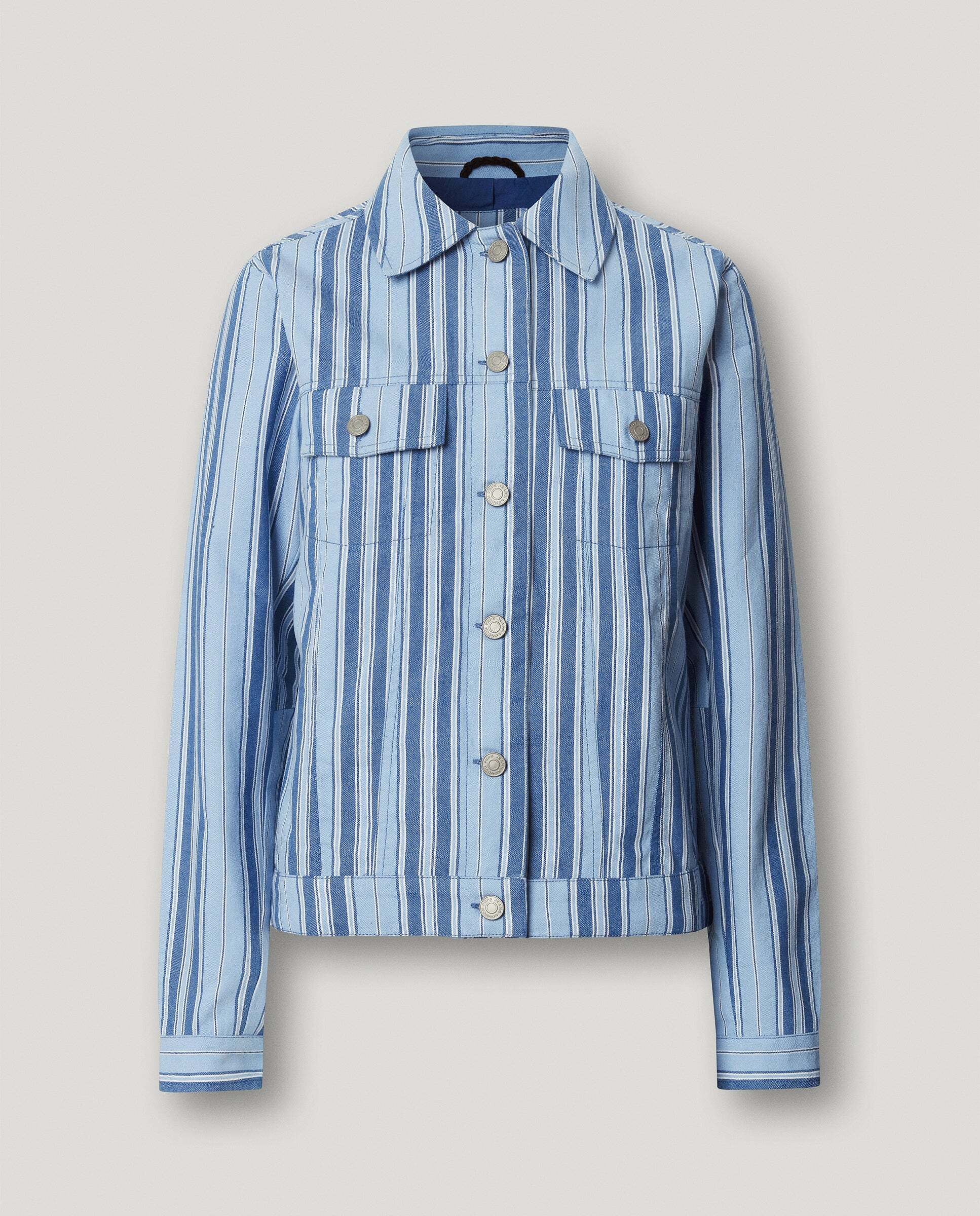 Cazadora de mujer en sarga de rayas - Pepe Jeans - Azul claro Azul claro-9