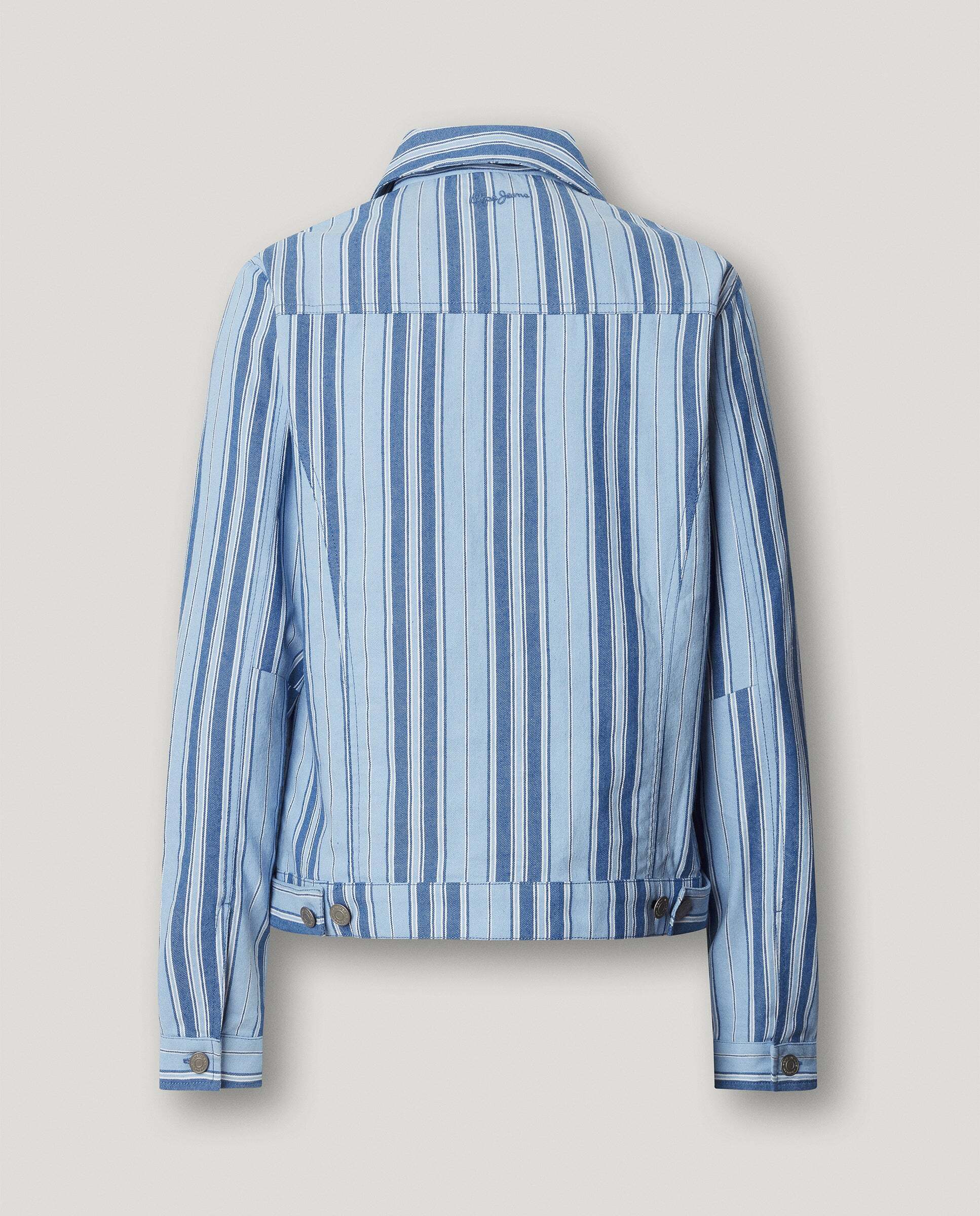 Cazadora de mujer en sarga de rayas - Pepe Jeans - Azul claro Azul claro-8