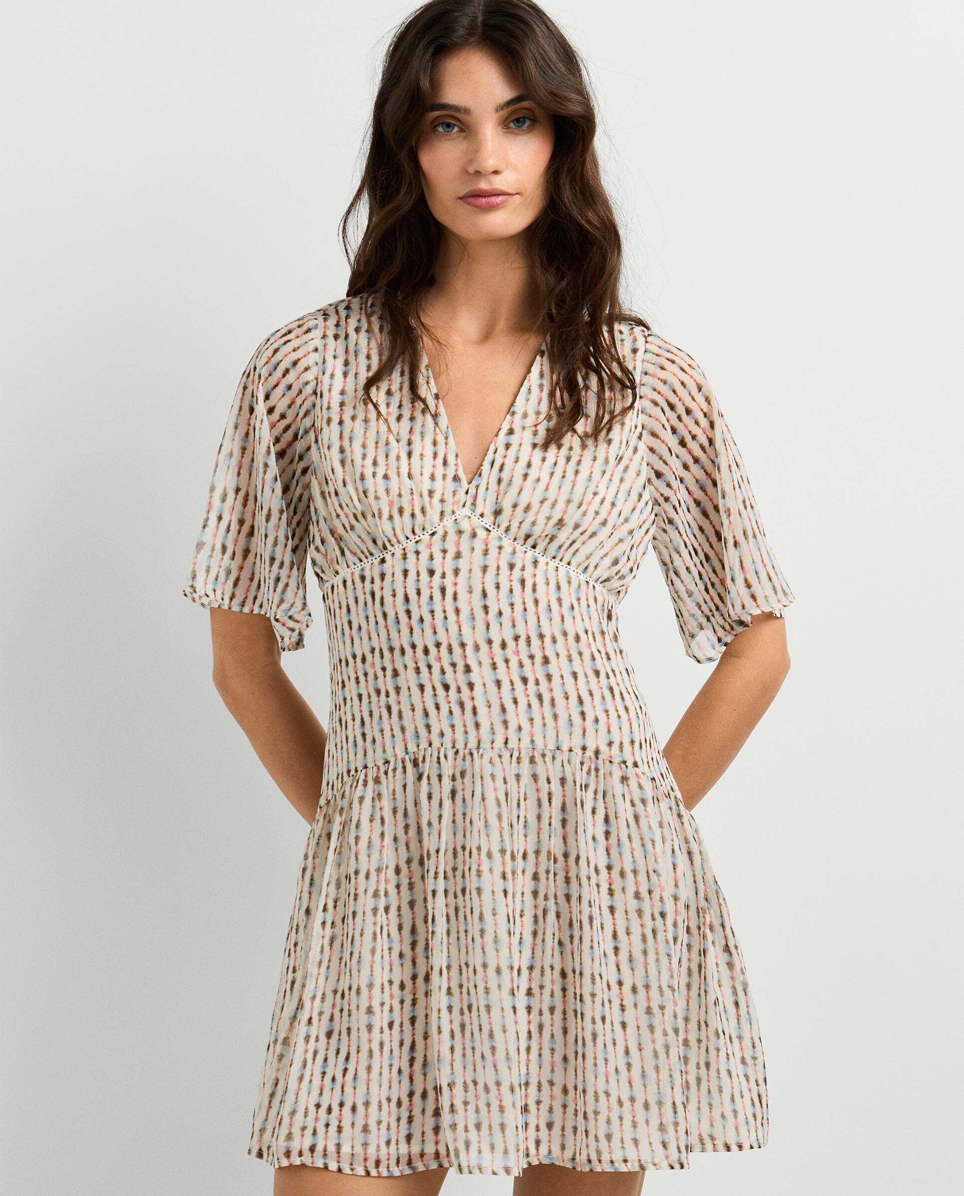 Vestido corto de mujer estampado ikat - Pepe Jeans - Rosa Rosa-2