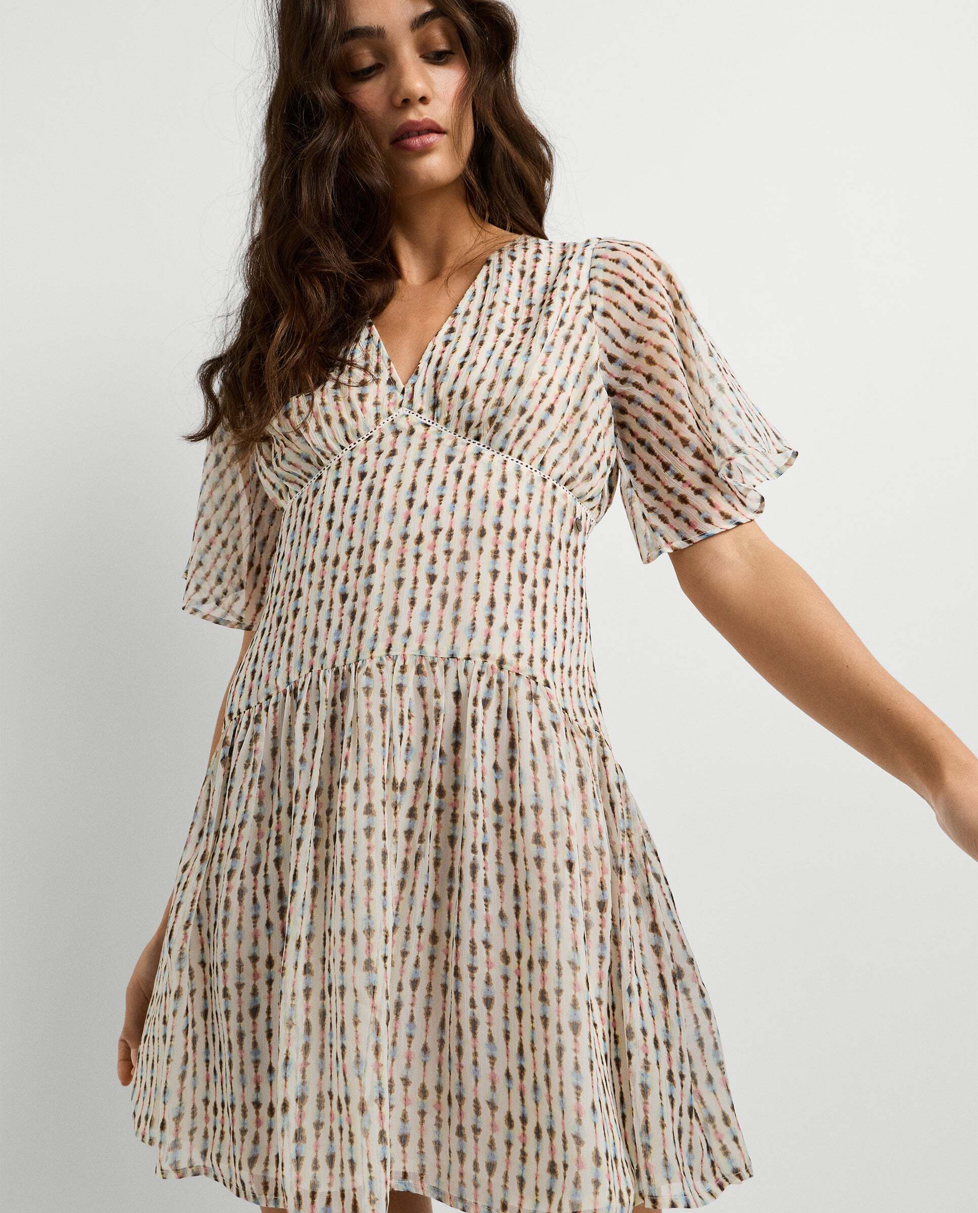 Vestido corto de mujer estampado ikat - Pepe Jeans - Rosa Rosa-3