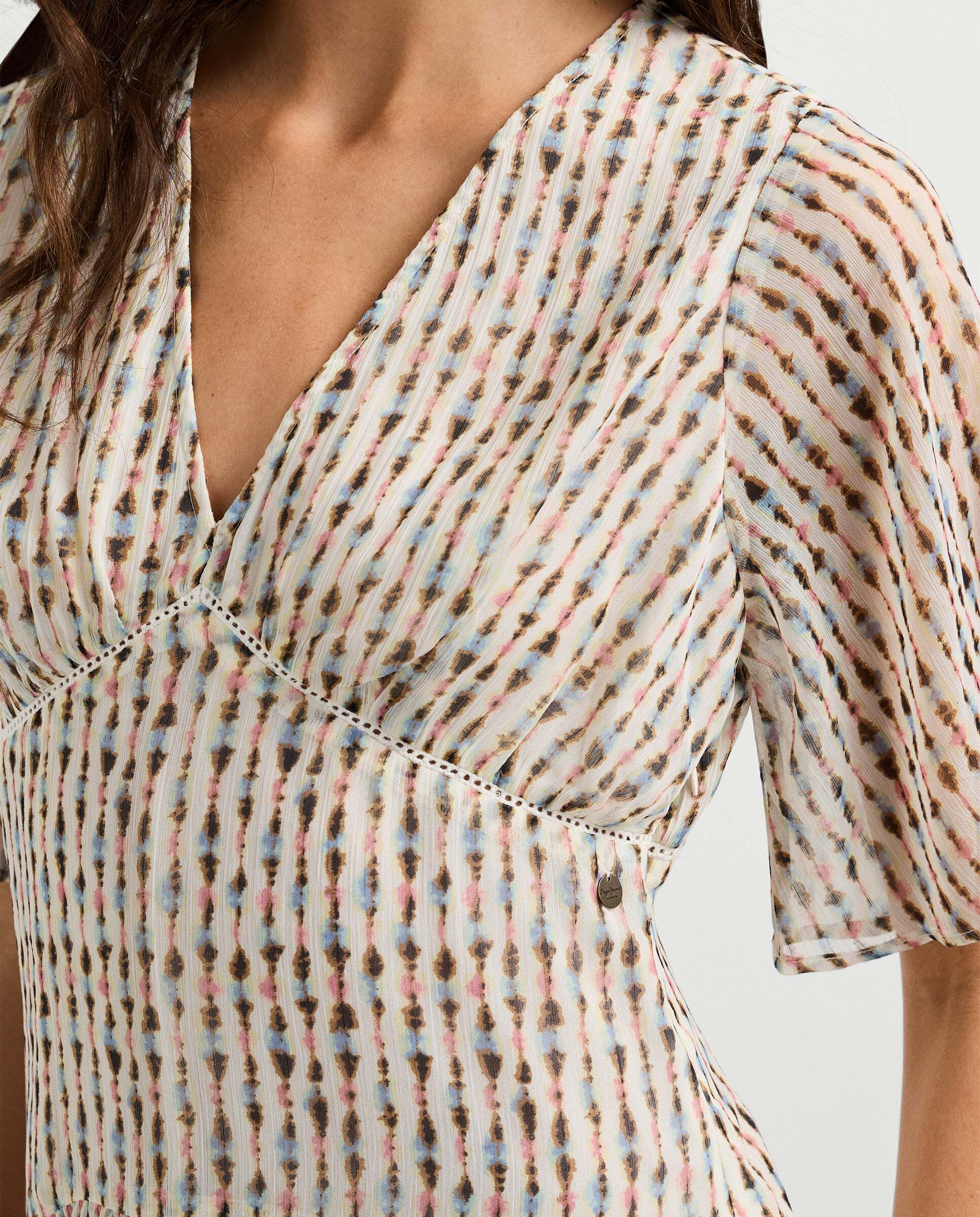 Vestido corto de mujer estampado ikat - Pepe Jeans - Rosa Rosa-5