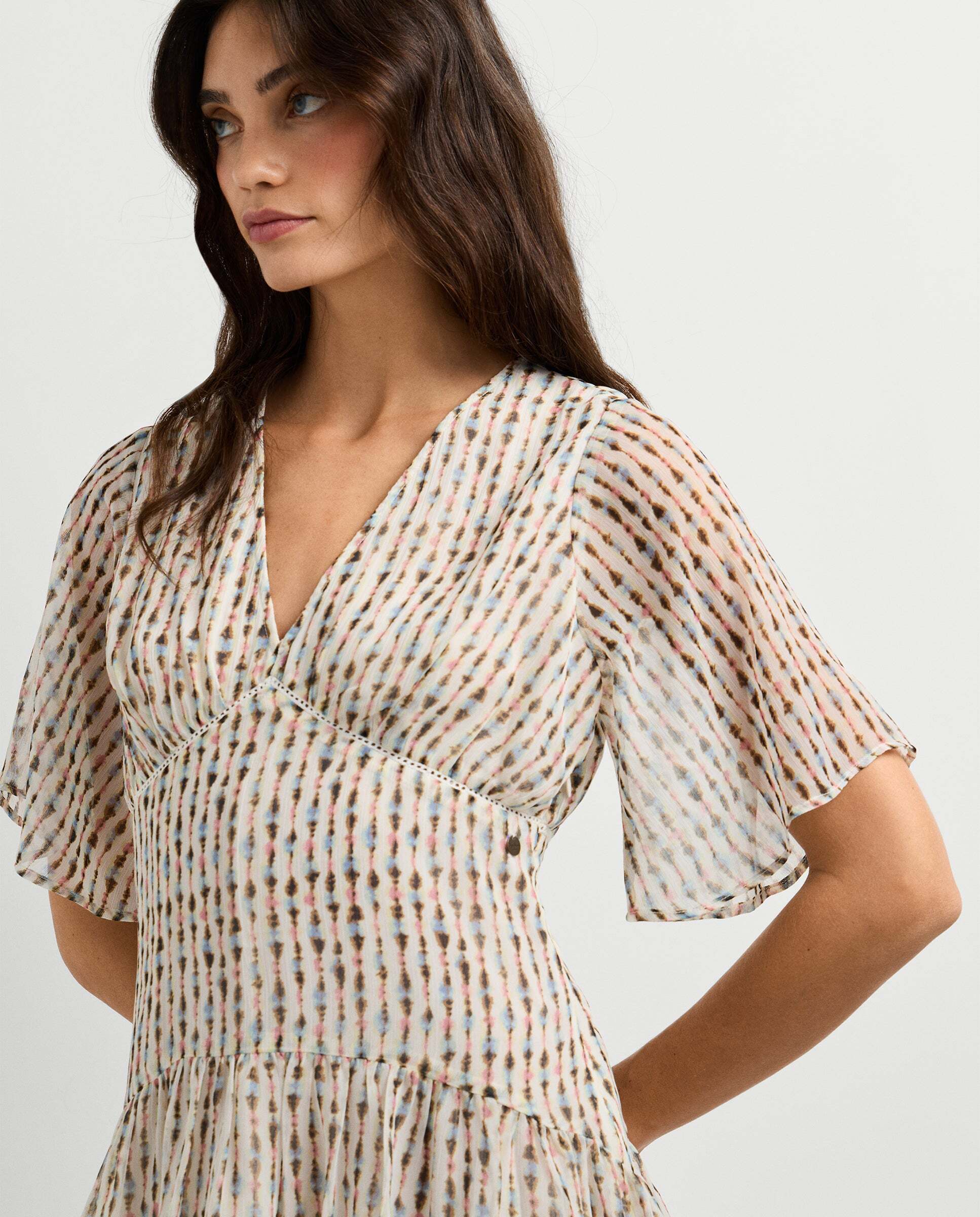 Vestido corto de mujer estampado ikat - Pepe Jeans - Rosa Rosa-6
