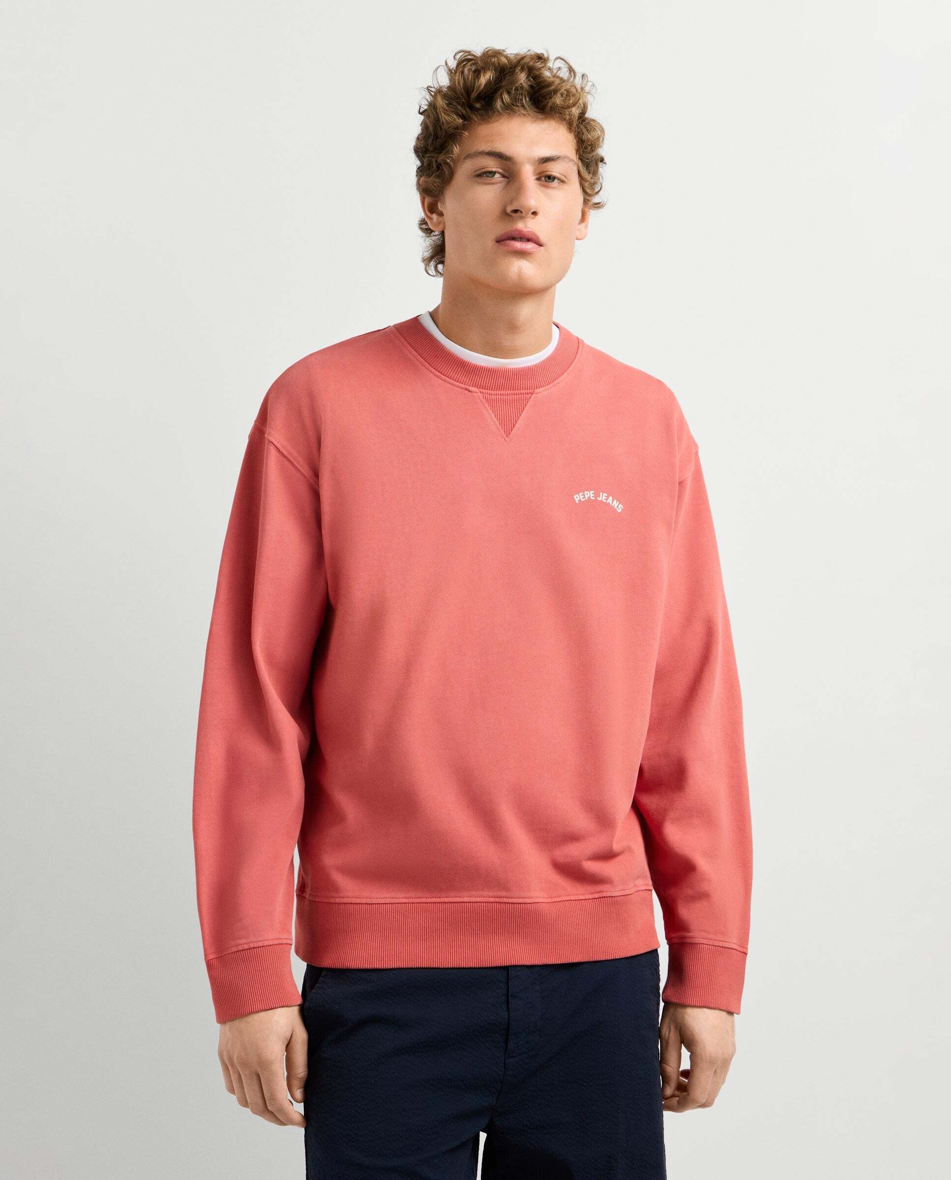 Imagen 0 de Sudadera de hombre cuello redondo fit casual Melocotón