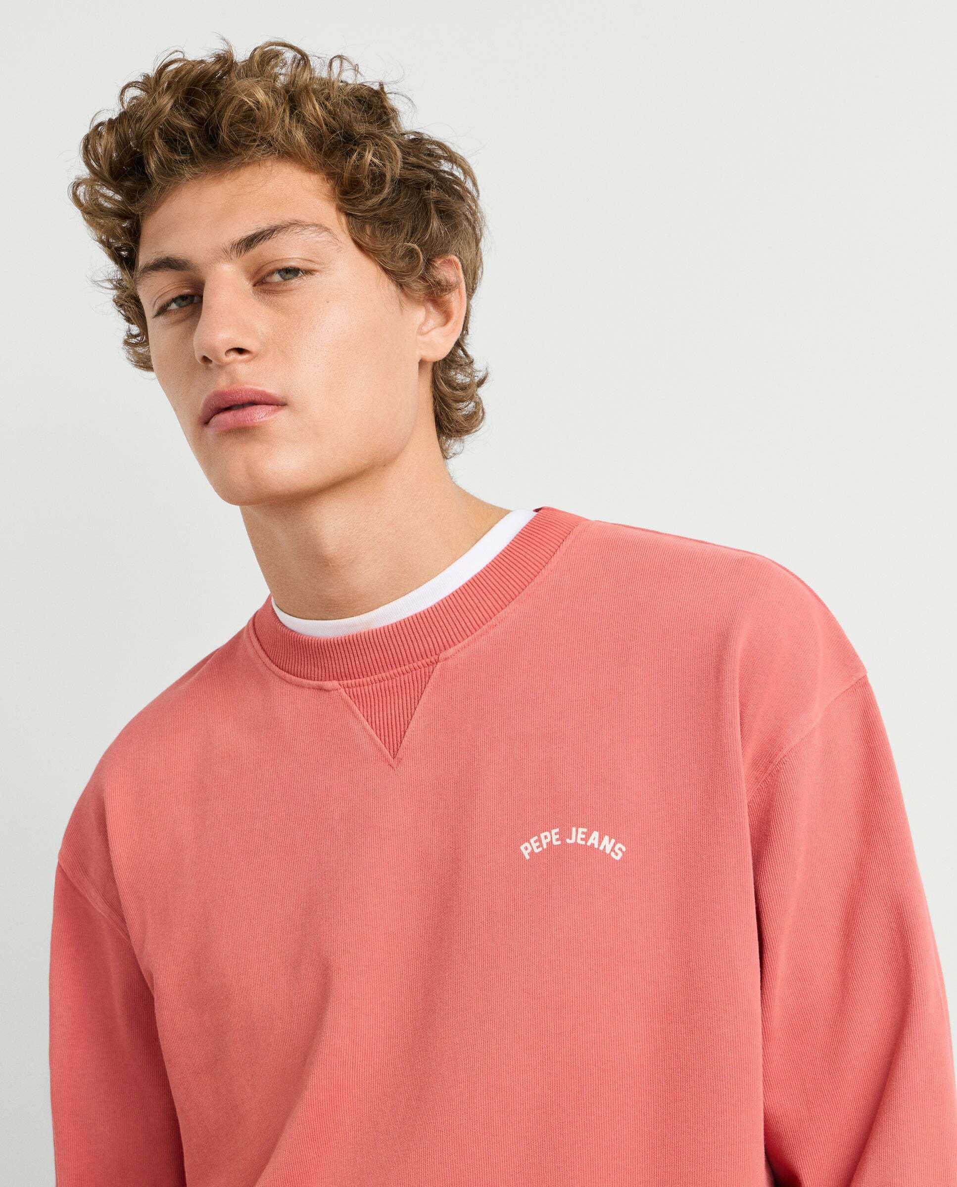 Sudadera de hombre cuello redondo fit casual - Pepe Jeans - Melocotón Melocotón-5