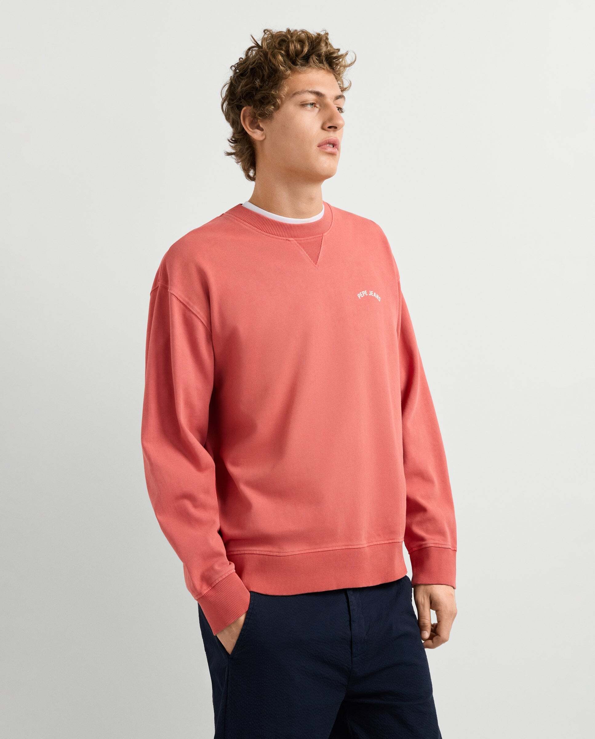 Sudadera de hombre cuello redondo fit casual - Pepe Jeans - Melocotón Melocotón-6