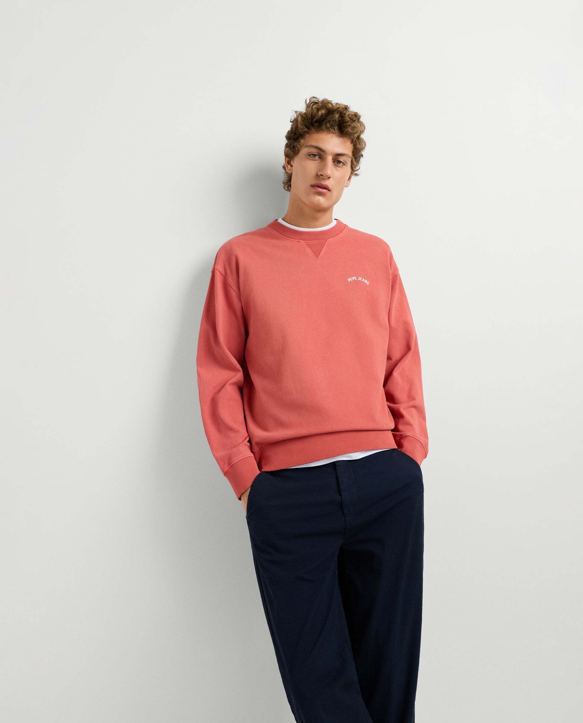 Sudadera de hombre cuello redondo fit casual - Pepe Jeans - Melocotón Melocotón-7
