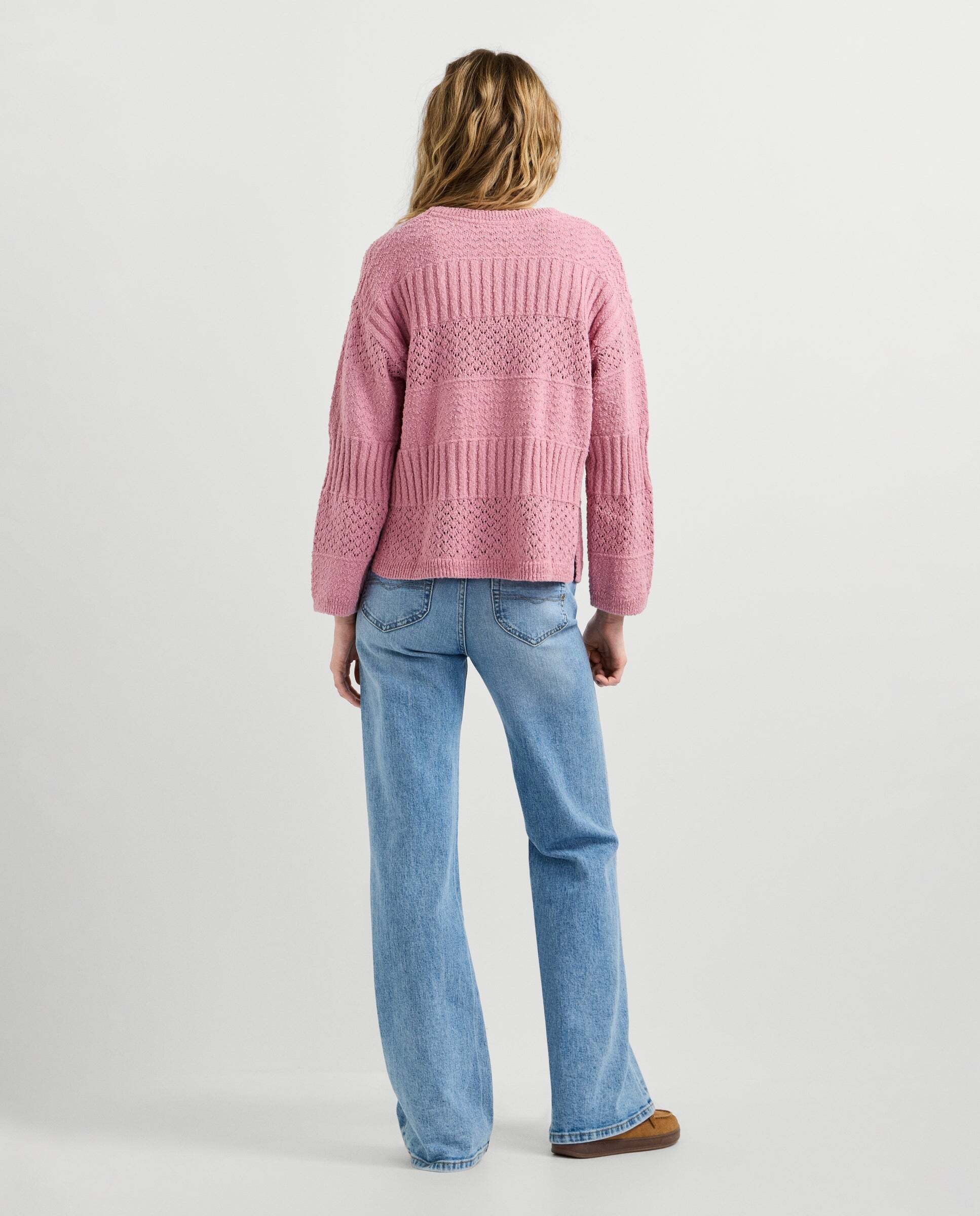 Jersey de mujer crochet cuello redondo - Pepe Jeans - Rosa Rosa-3