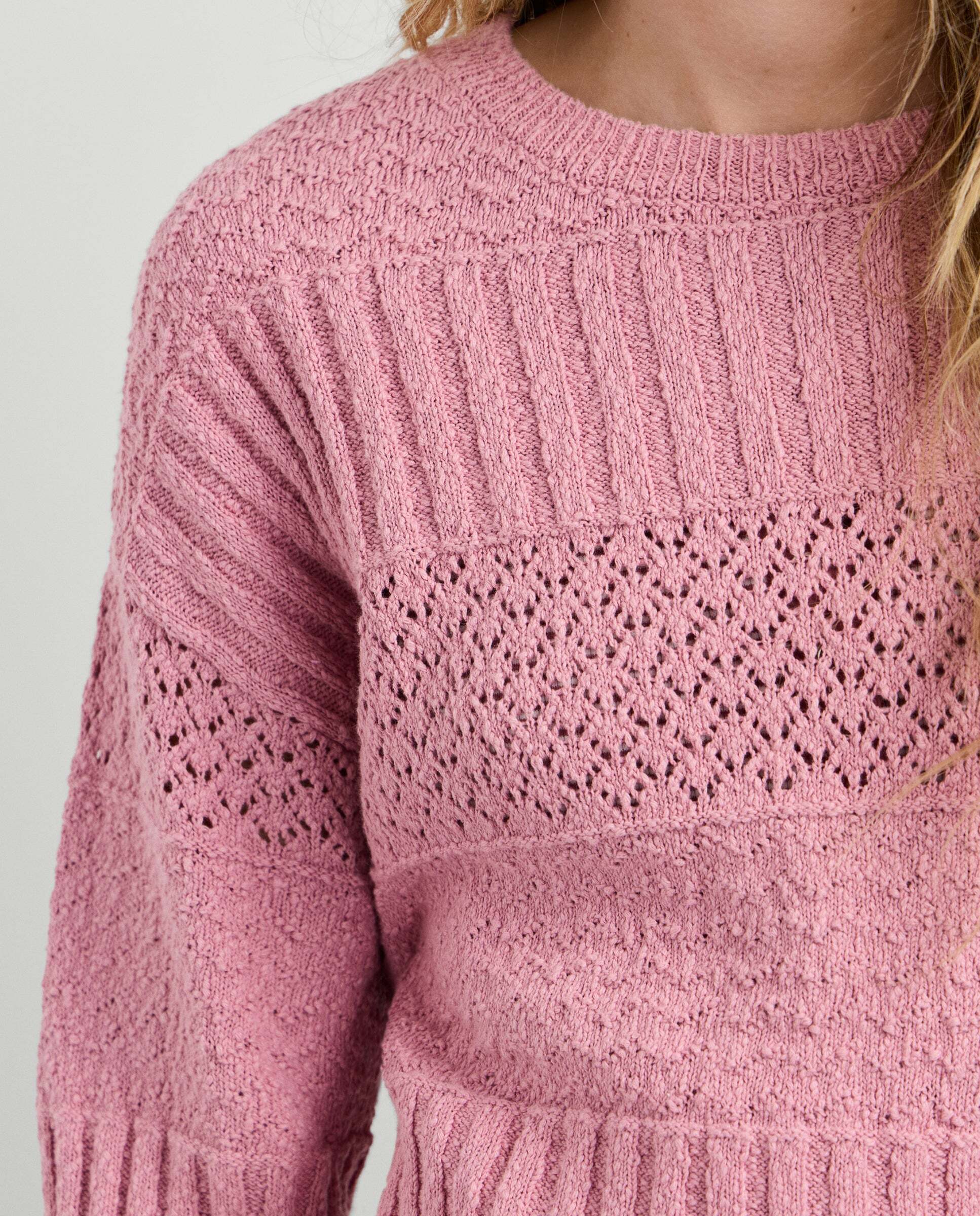 Jersey de mujer crochet cuello redondo - Pepe Jeans - Rosa Rosa-5