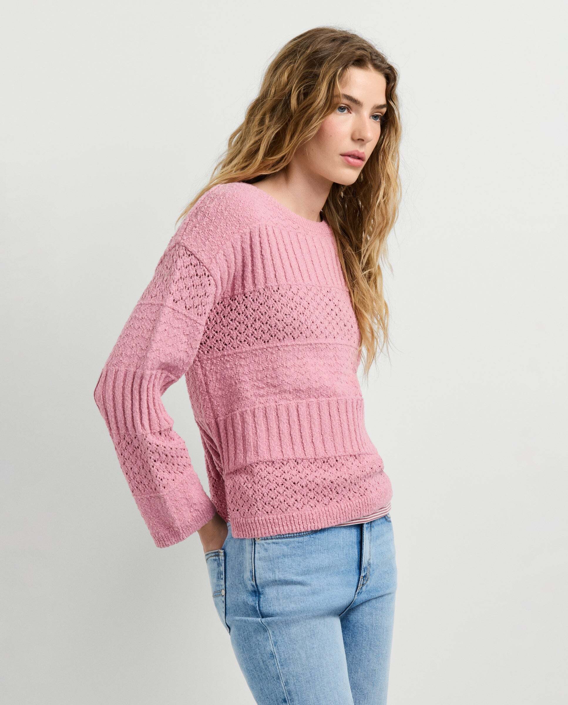 Jersey de mujer crochet cuello redondo - Pepe Jeans - Rosa Rosa-6