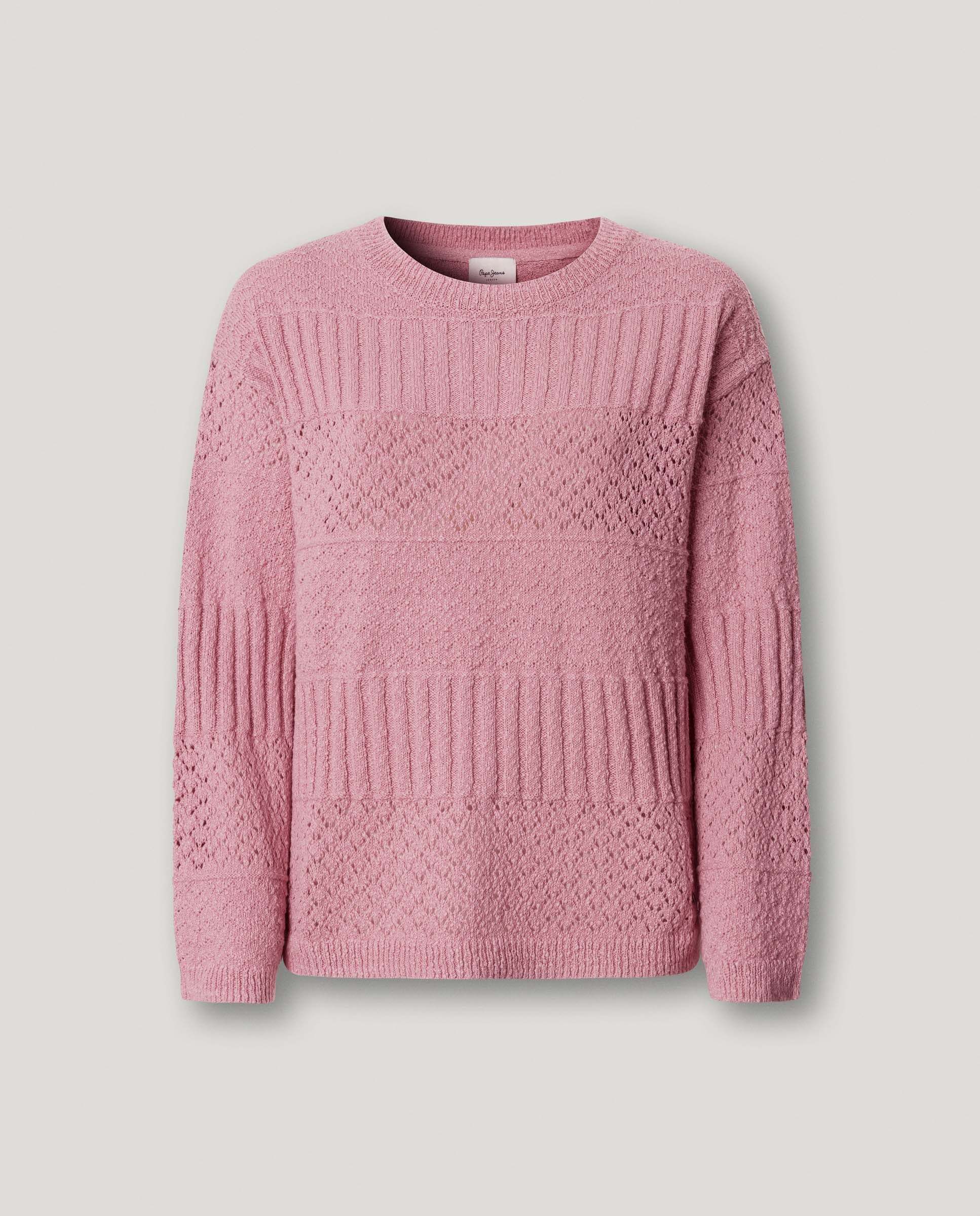 Jersey de mujer crochet cuello redondo - Pepe Jeans - Rosa Rosa-9