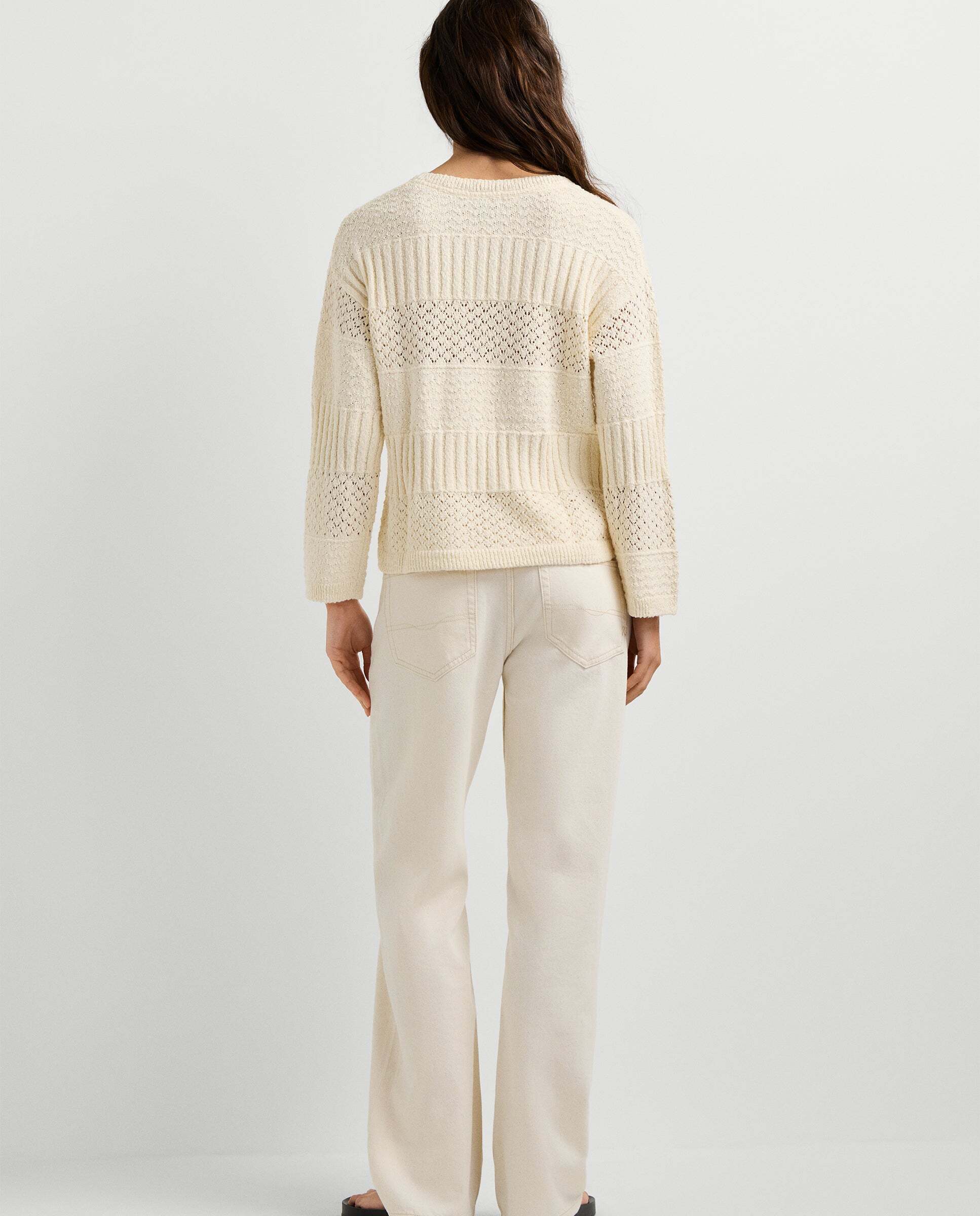 Jersey de mujer crochet cuello redondo - Pepe Jeans - Blanco Blanco-3