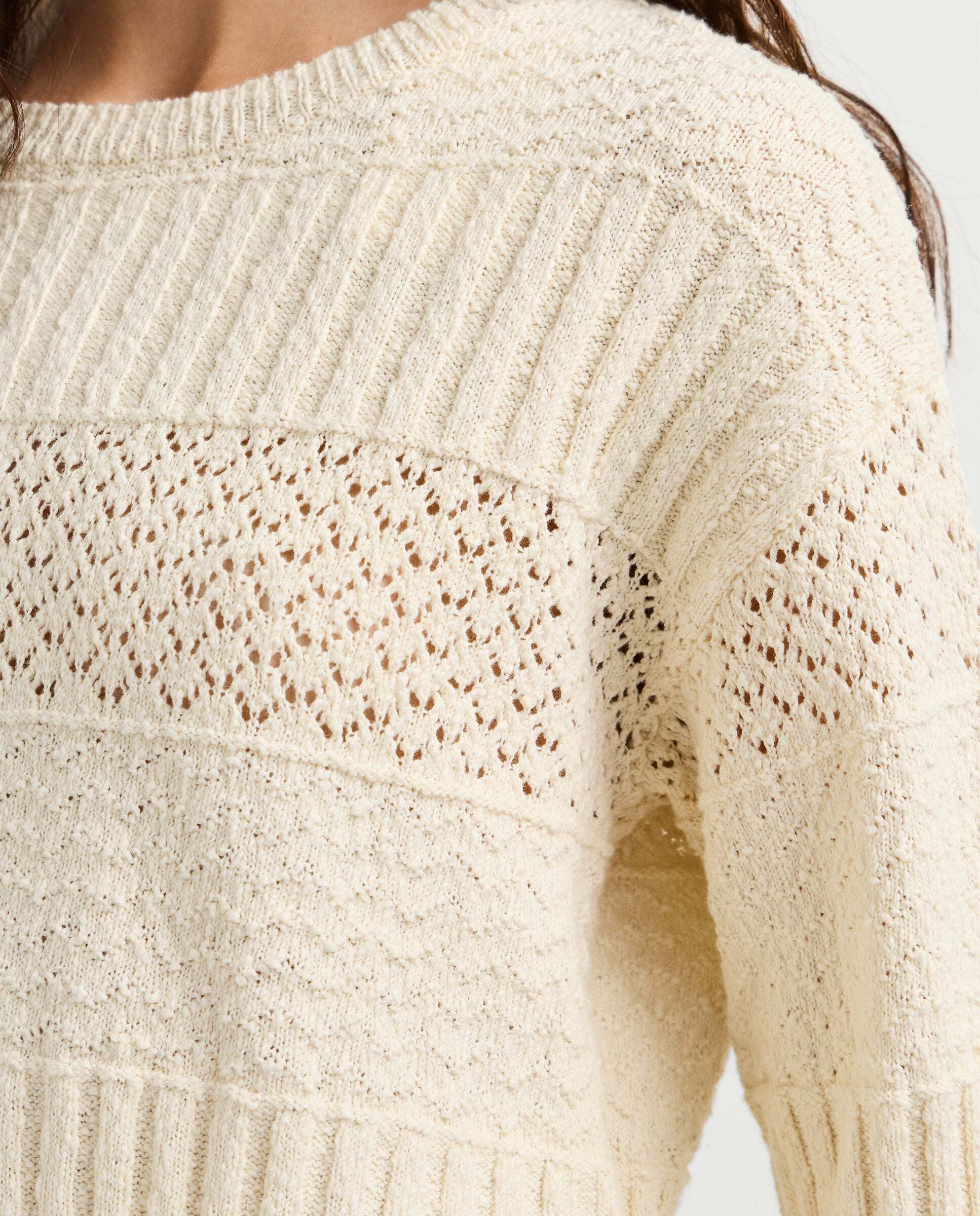 Jersey de mujer crochet cuello redondo - Pepe Jeans - Blanco Blanco-5