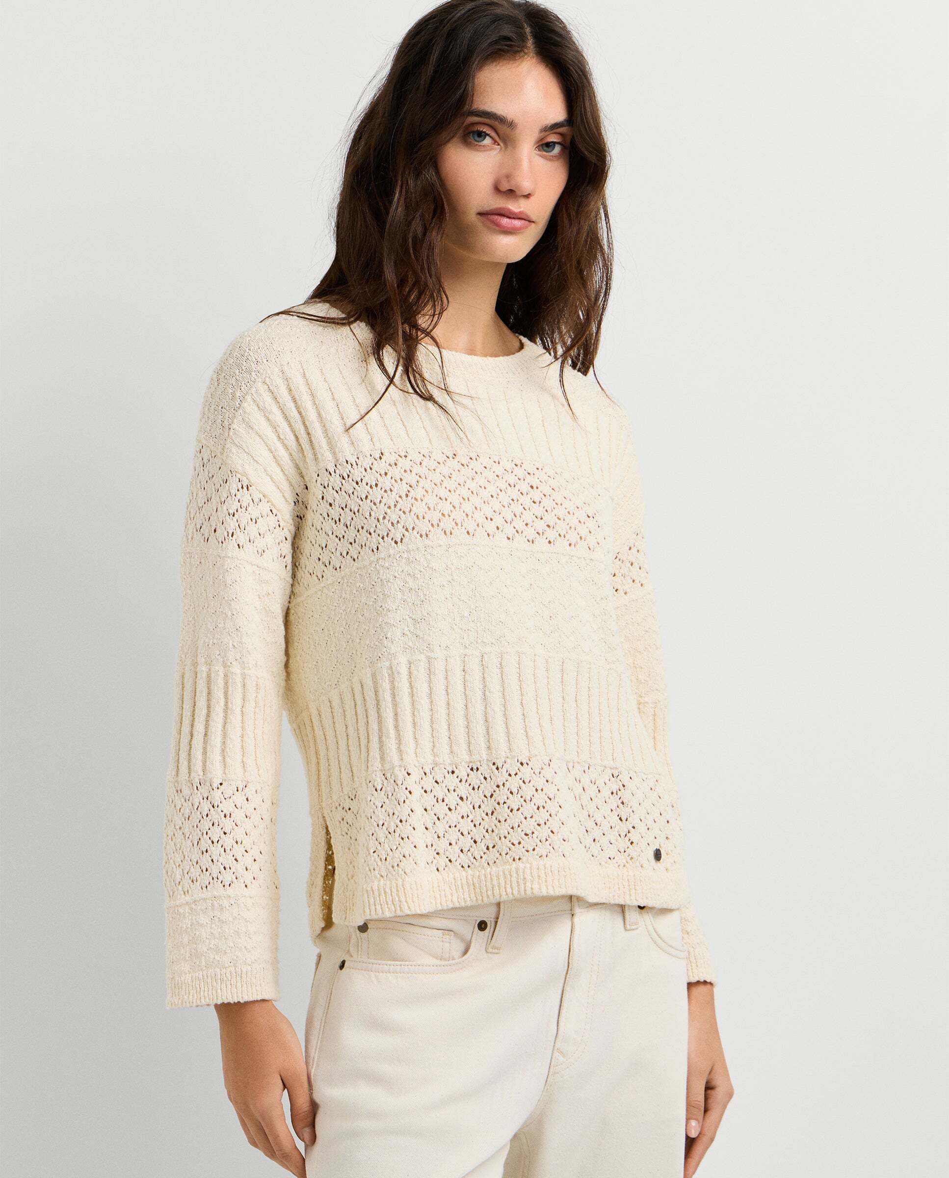 Jersey de mujer crochet cuello redondo - Pepe Jeans - Blanco Blanco-6