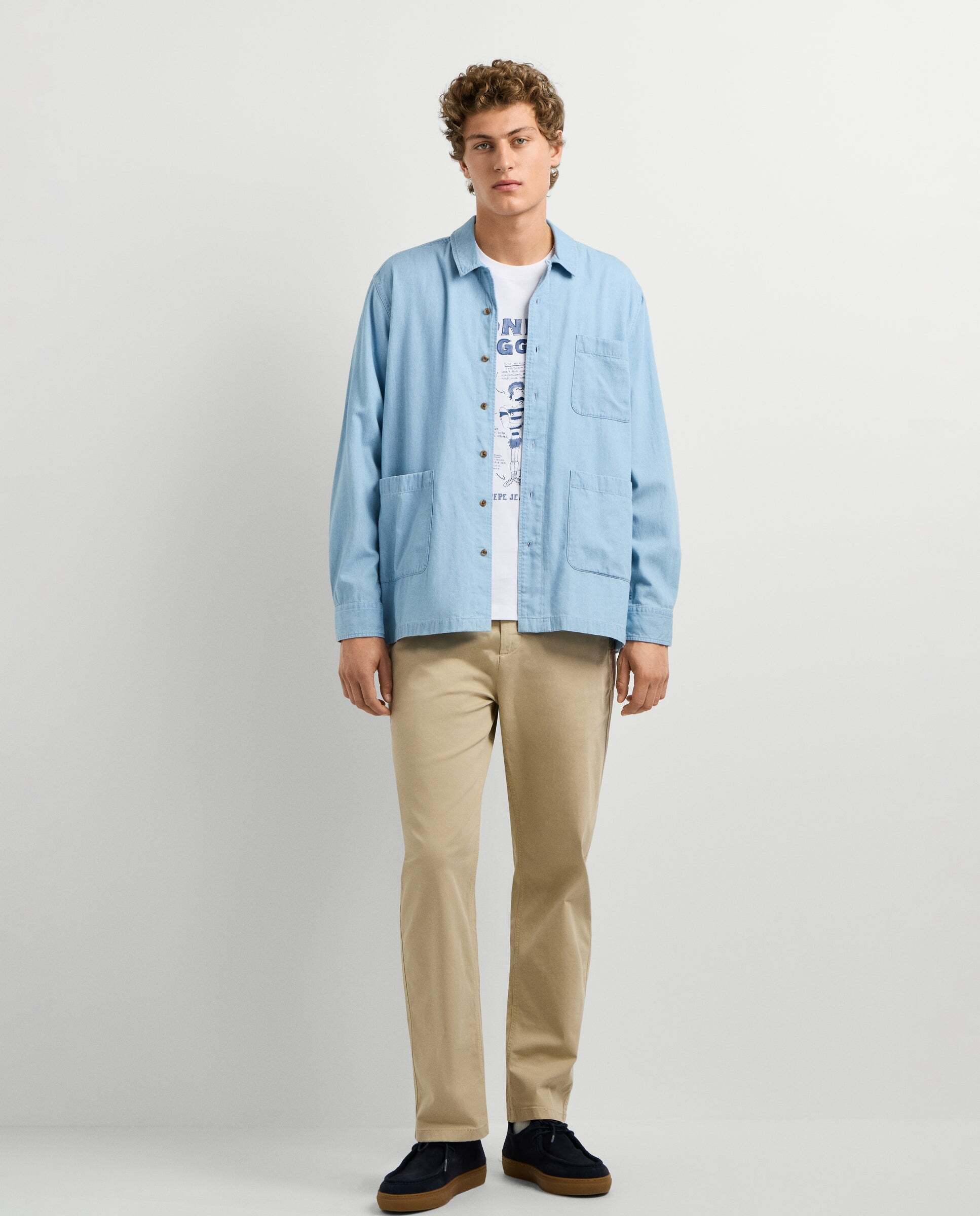 Sobrecamisa de hombre denim fit casual - Pepe Jeans - Azul claro Azul claro-1