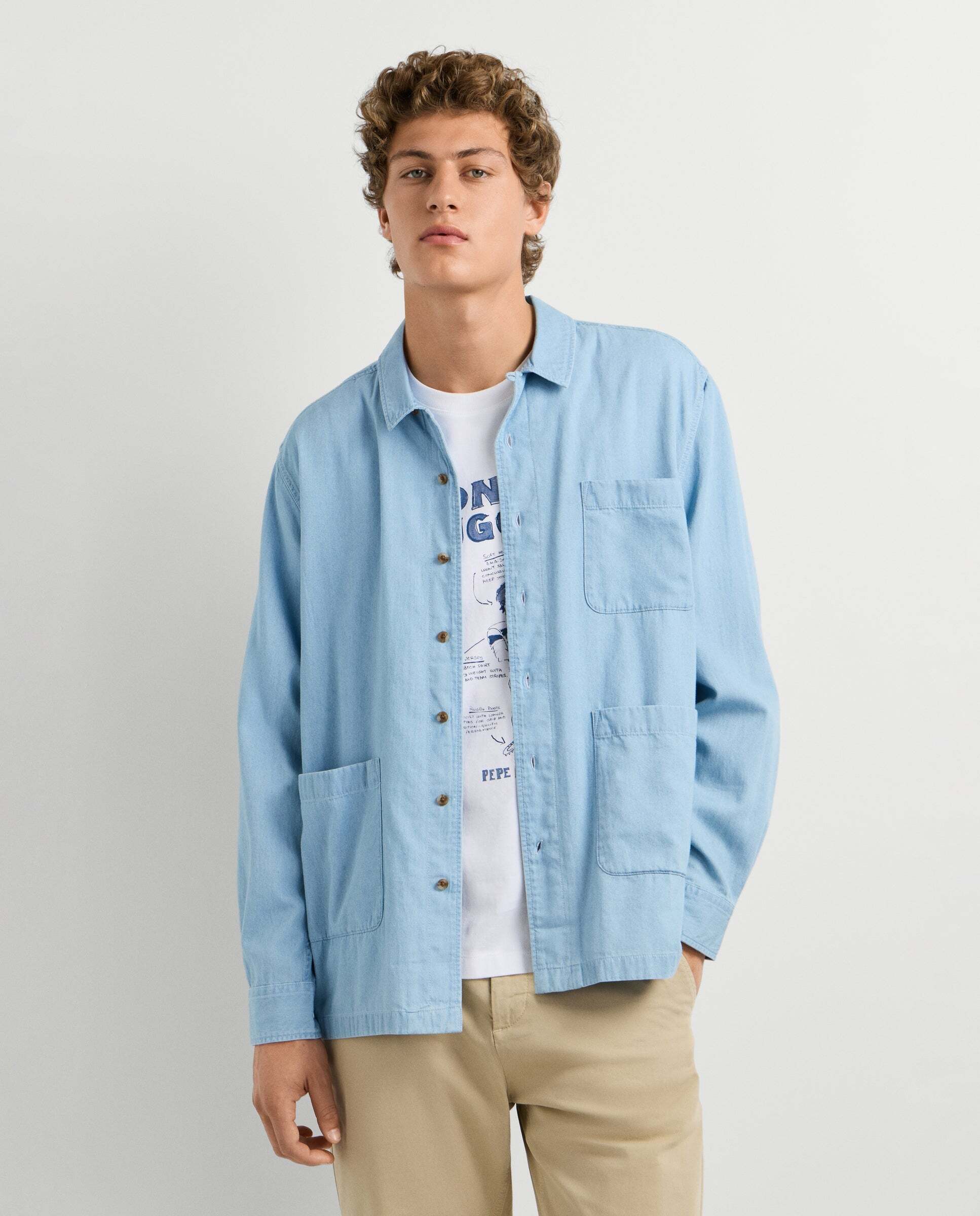 Sobrecamisa de hombre denim fit casual - Pepe Jeans - Azul claro Azul claro-2