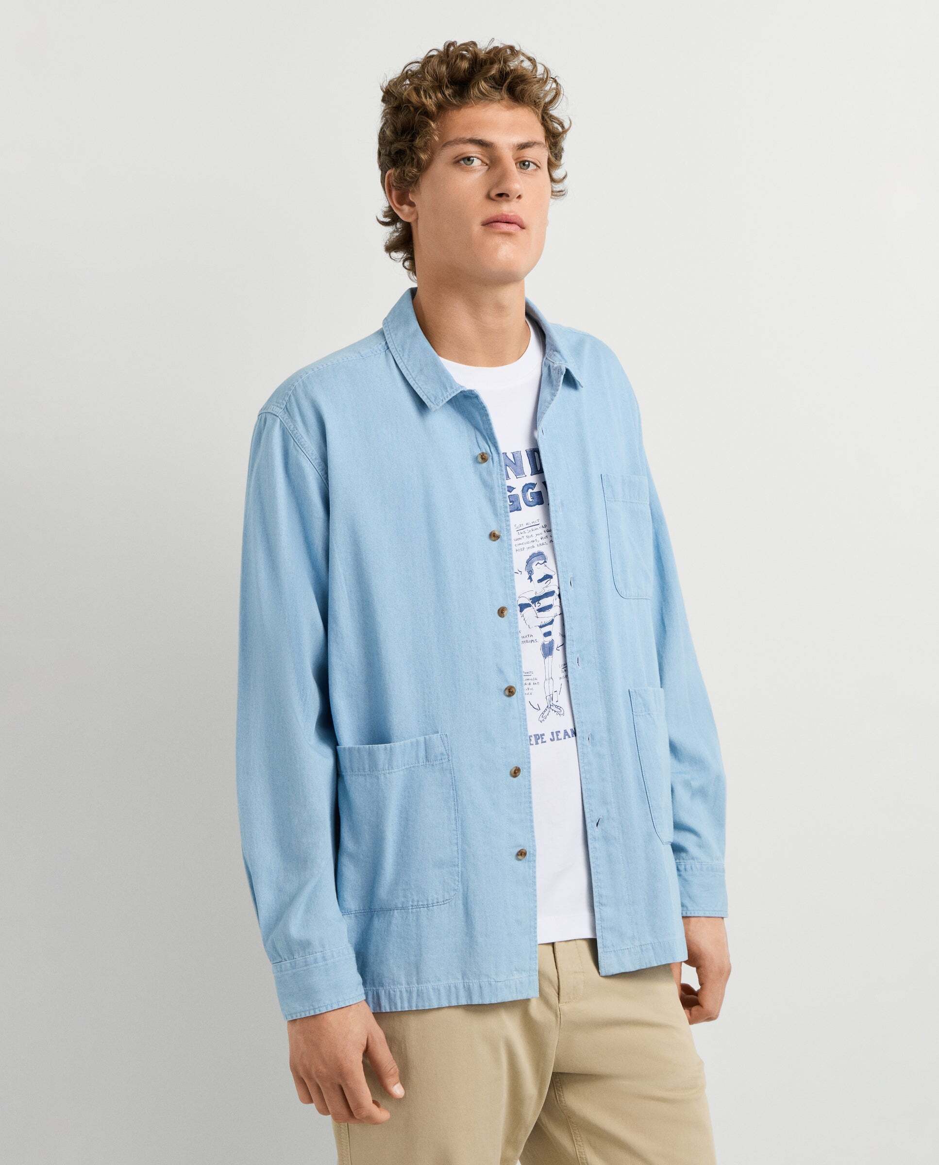 Sobrecamisa de hombre denim fit casual - Pepe Jeans - Azul claro Azul claro-6