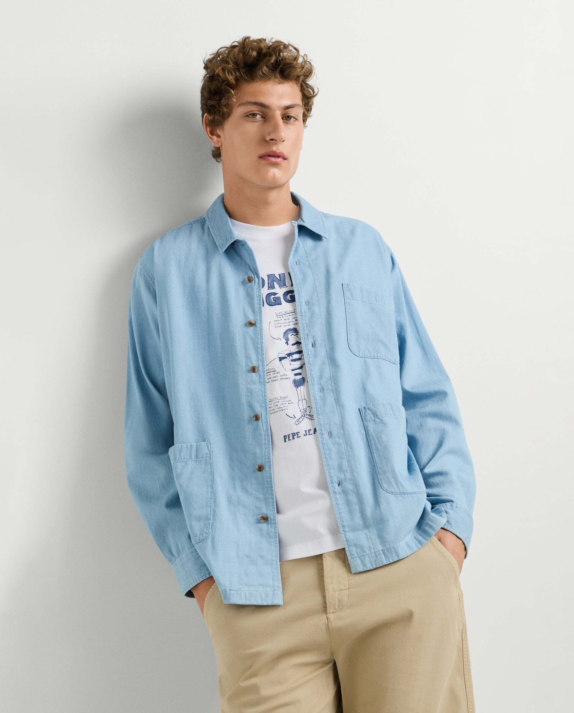 Sobrecamisa de hombre denim fit casual - Pepe Jeans - Azul claro Azul claro-7