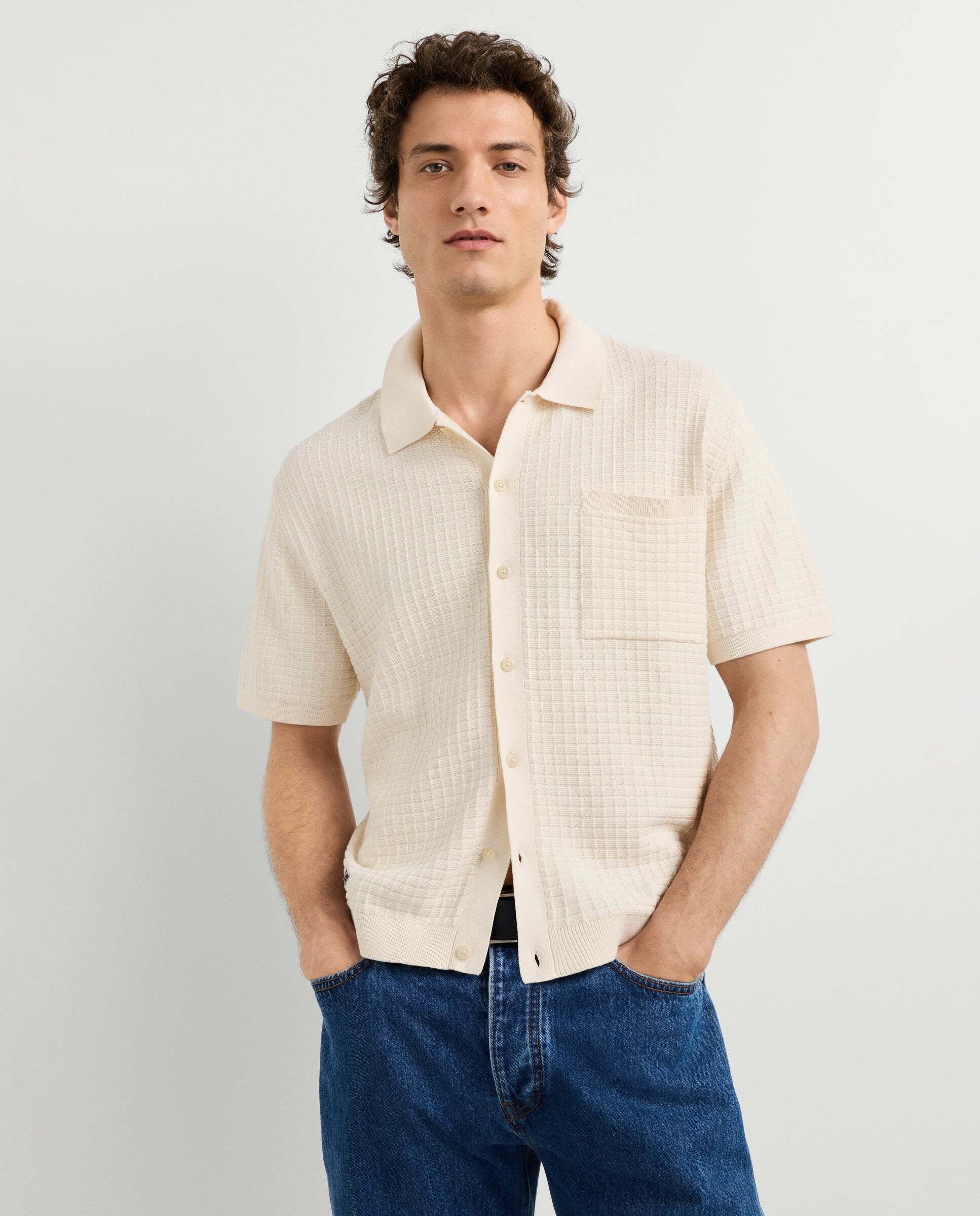 Camisa de hombre de punto fit regular - Pepe Jeans - Blanco Blanco-7