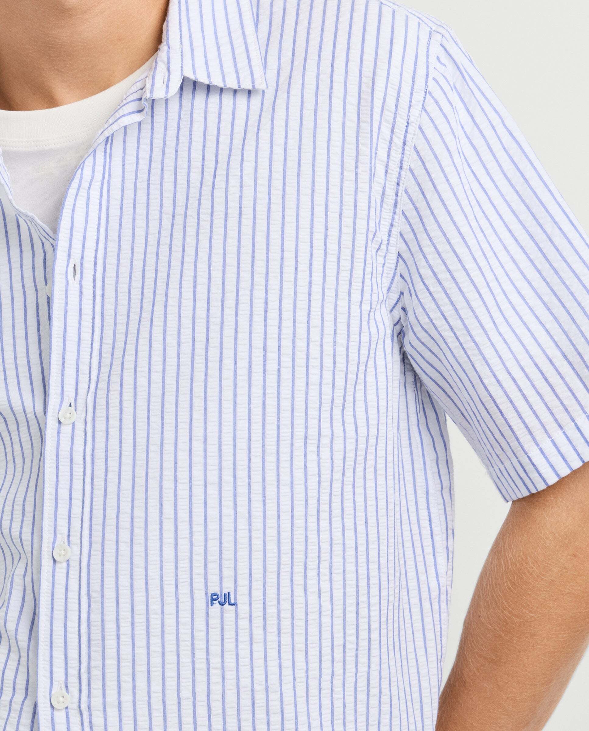 Camisa de hombre seersucker rayas fit casual - Pepe Jeans - Blanco Blanco-4