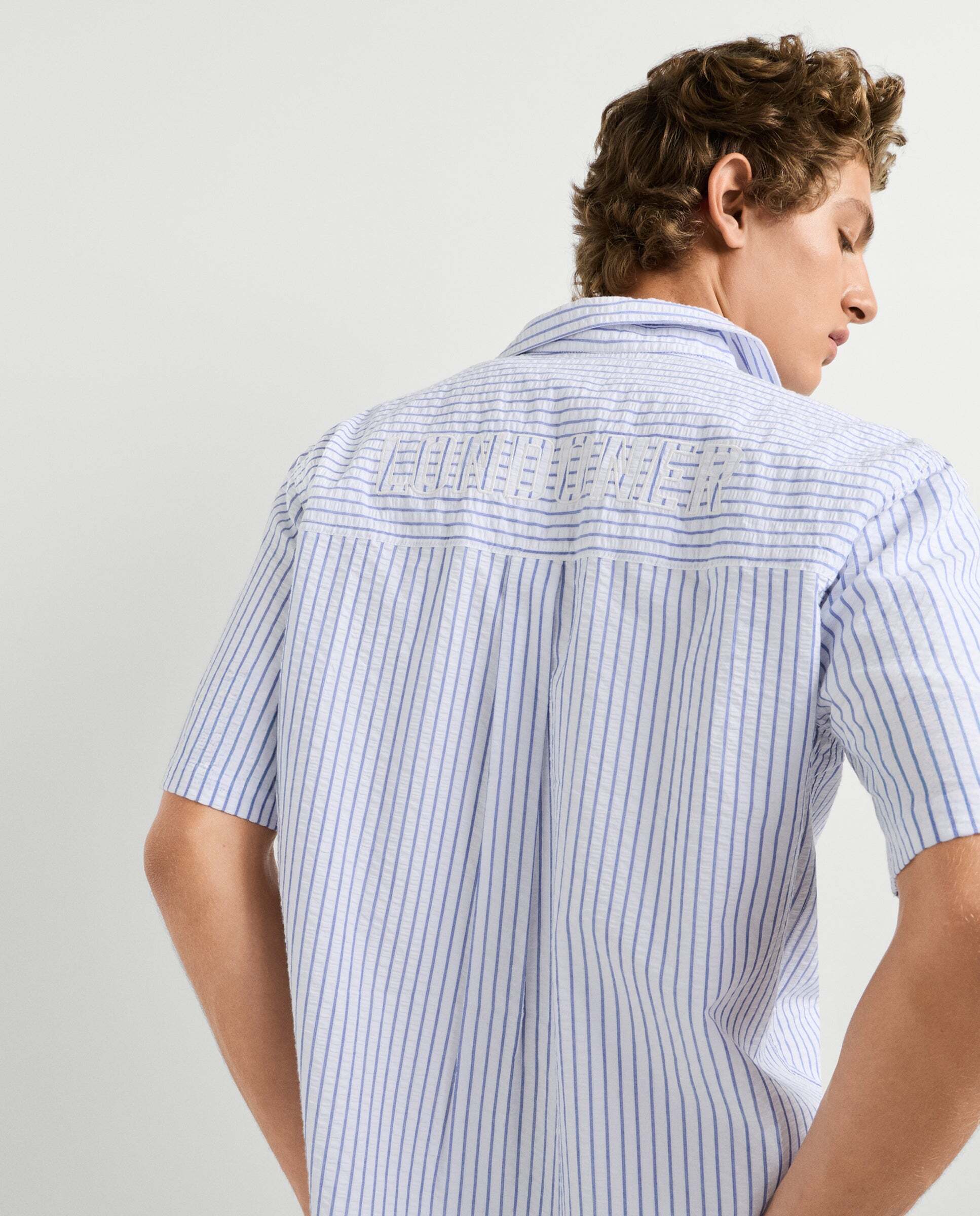 Camisa de hombre seersucker rayas fit casual - Pepe Jeans - Blanco Blanco-8