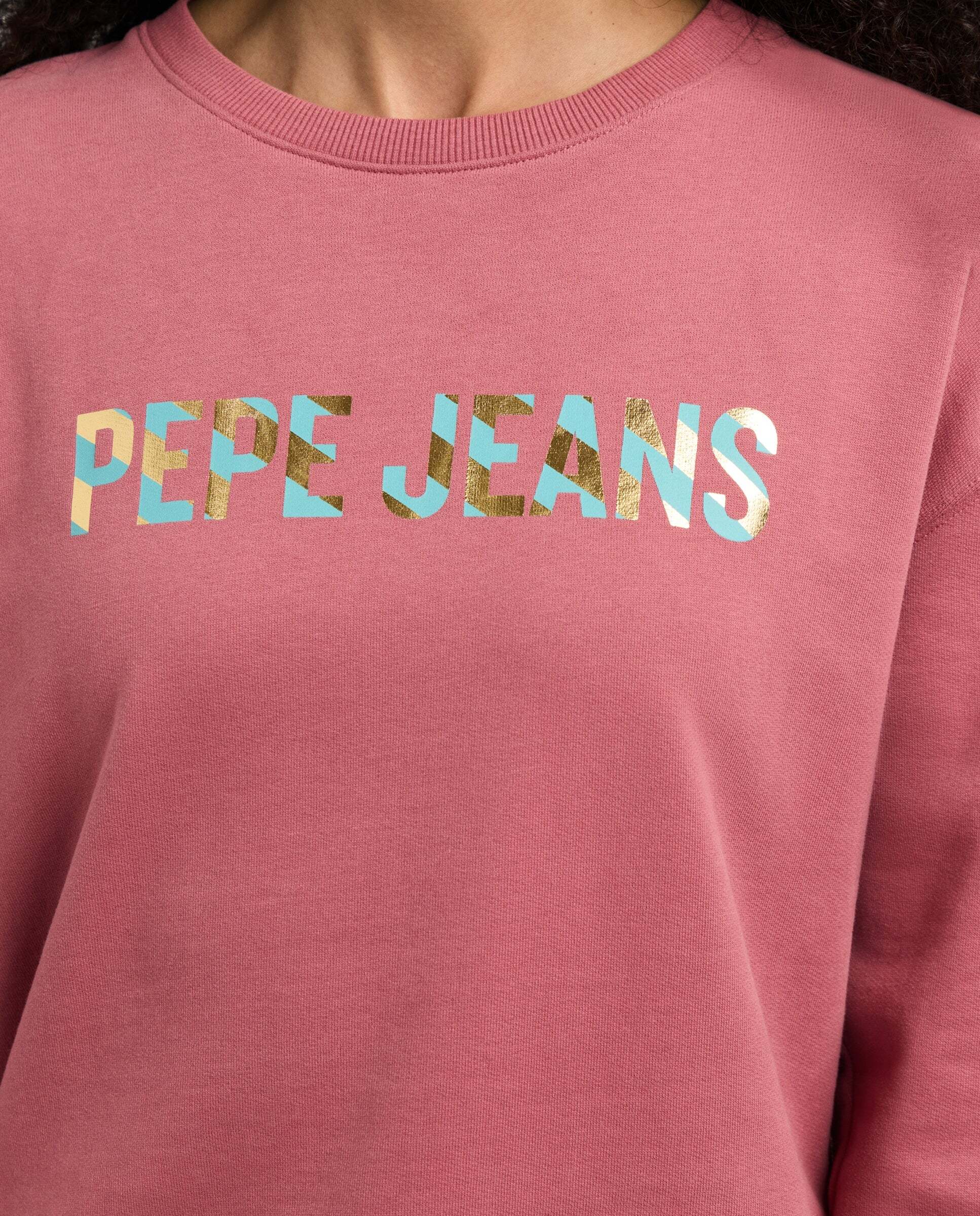 Sudadera de mujer cuello redondo con logo - Pepe Jeans - Rosa Rosa-7