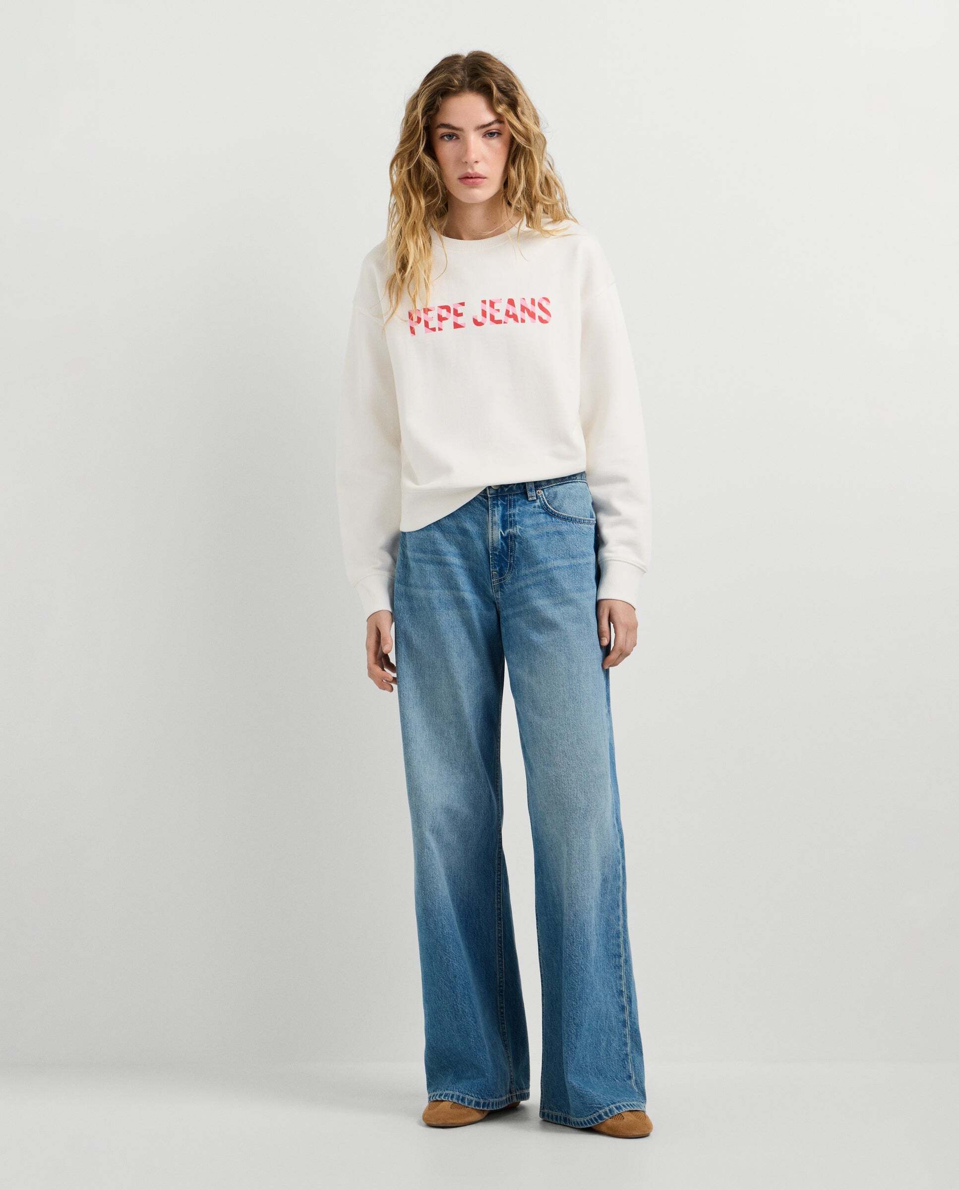 Sudadera de mujer cuello redondo con logo - Pepe Jeans - Blanco Blanco-2