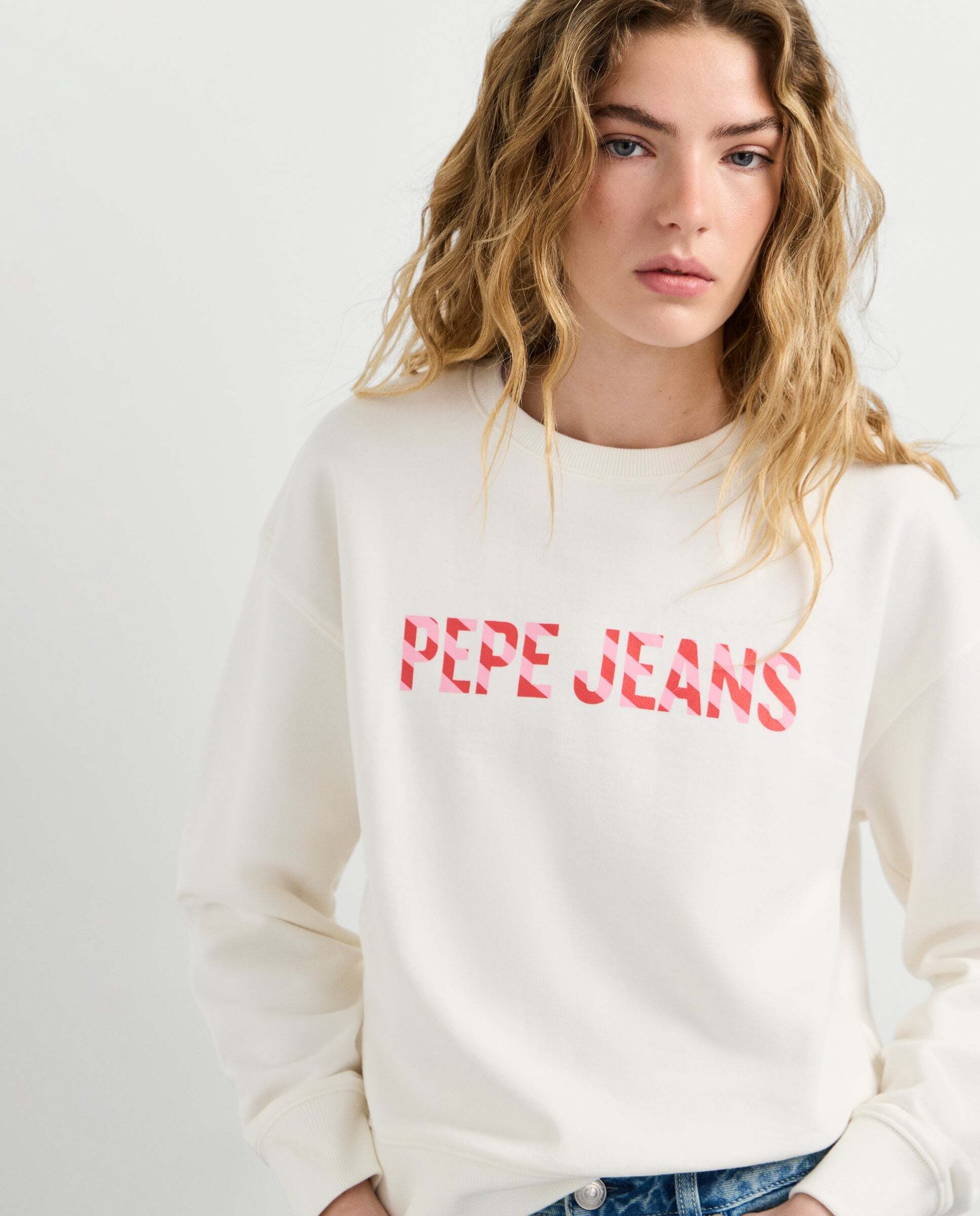 Sudadera de mujer cuello redondo con logo - Pepe Jeans - Blanco Blanco-4