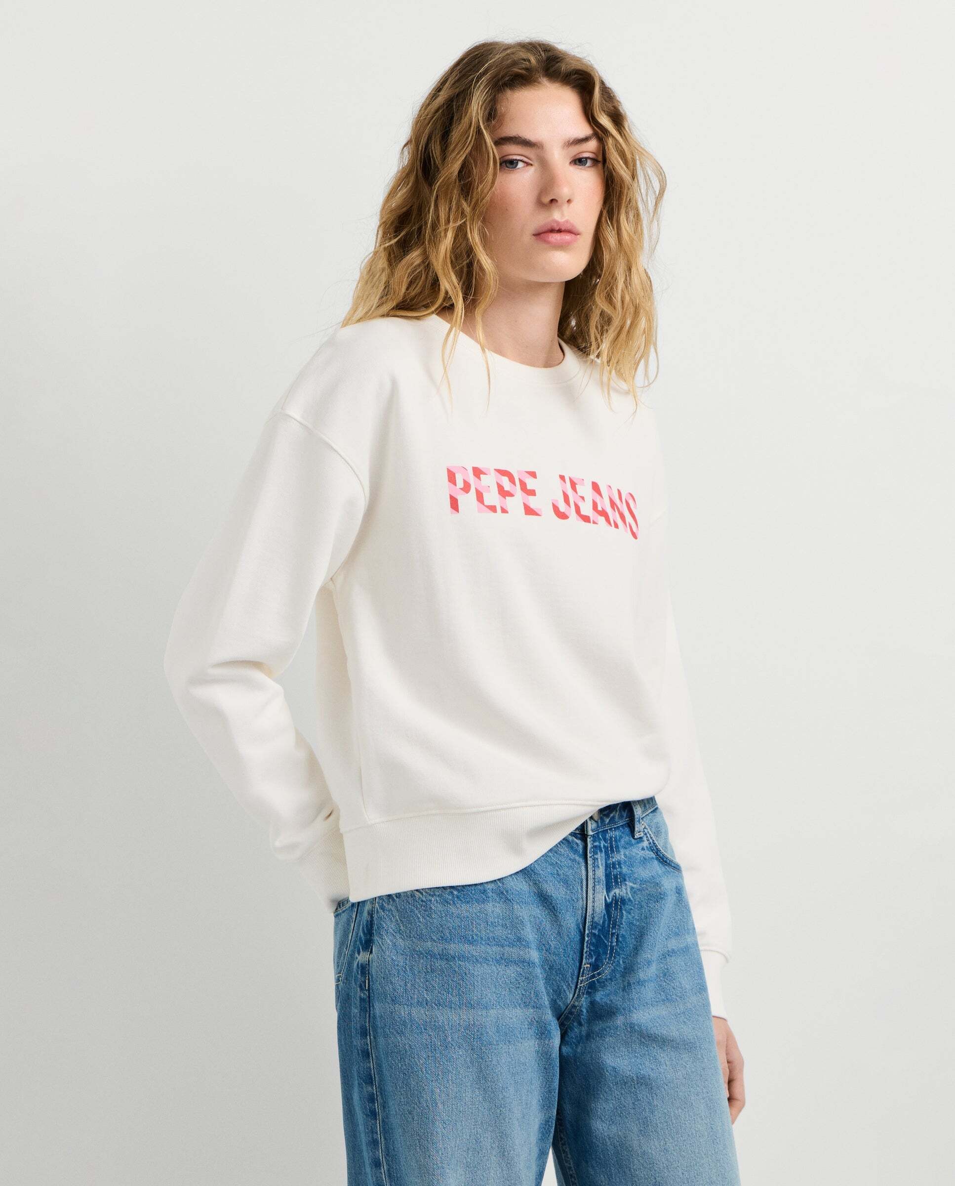 Sudadera de mujer cuello redondo con logo - Pepe Jeans - Blanco Blanco-6