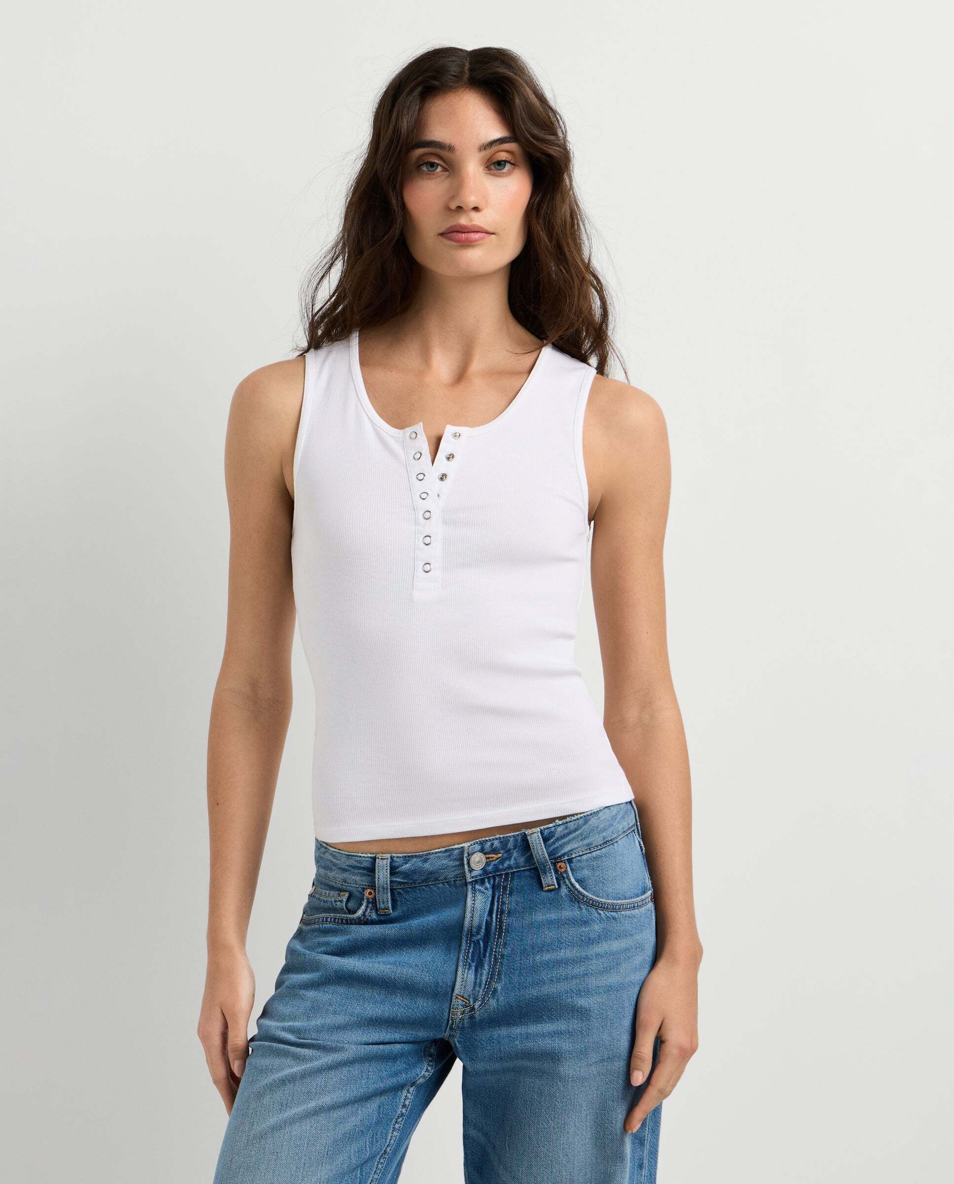 Imagen 1 de Top de mujer canalé sin mangas - Pepe Jeans - Blanco Blanco