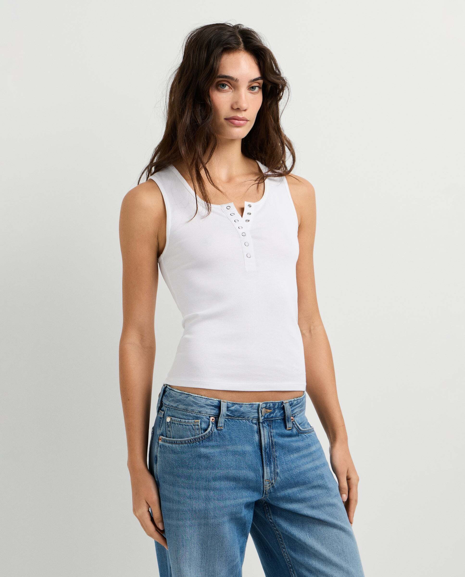 Imagen 6 de Top de mujer canalé sin mangas - Pepe Jeans - Blanco Blanco
