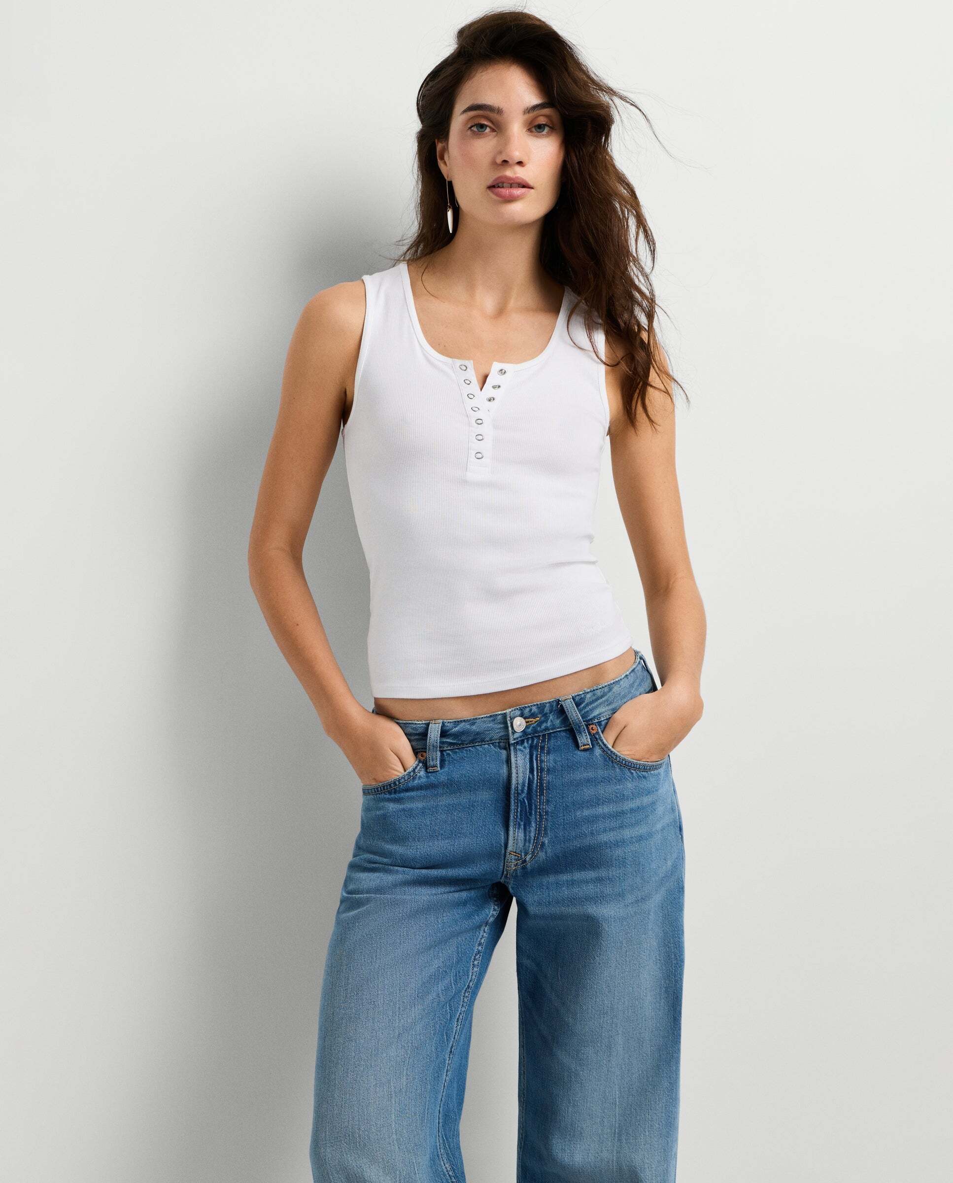 Imagen 7 de Top de mujer canalé sin mangas - Pepe Jeans - Blanco Blanco