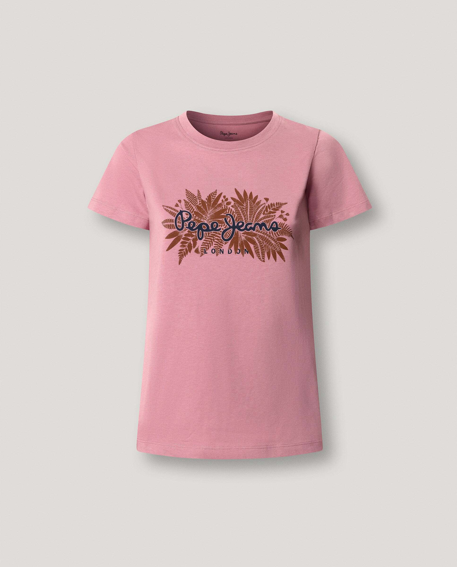 Camiseta de mujer logo floral estampado - Pepe Jeans - Rosa Rosa-9