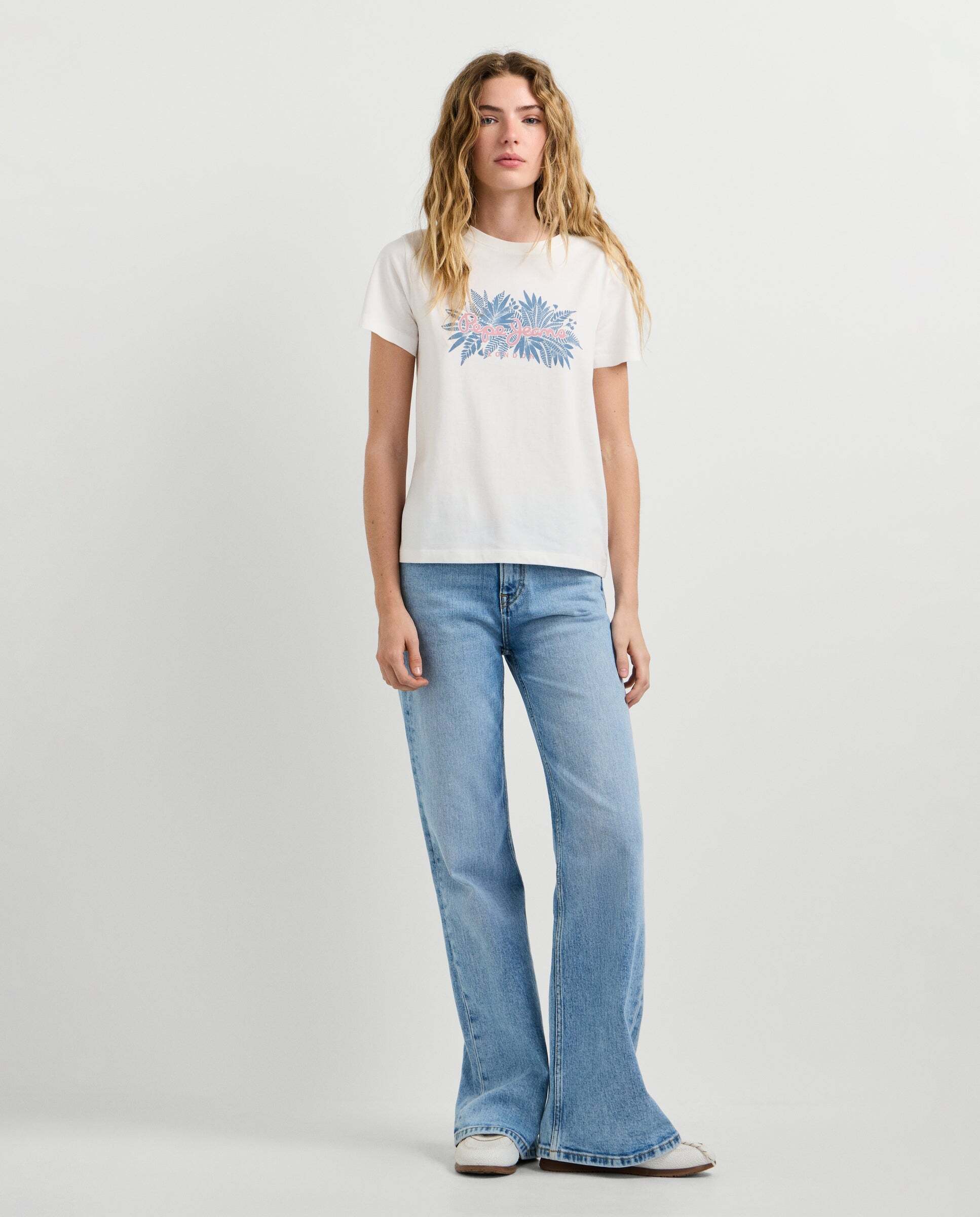 Camiseta de mujer logo floral estampado - Pepe Jeans - Blanco Blanco-2