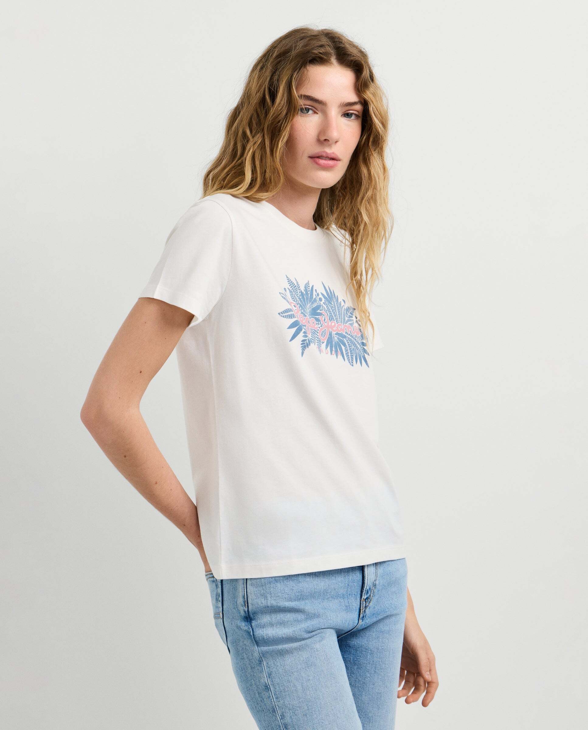 Camiseta de mujer logo floral estampado - Pepe Jeans - Blanco Blanco-6