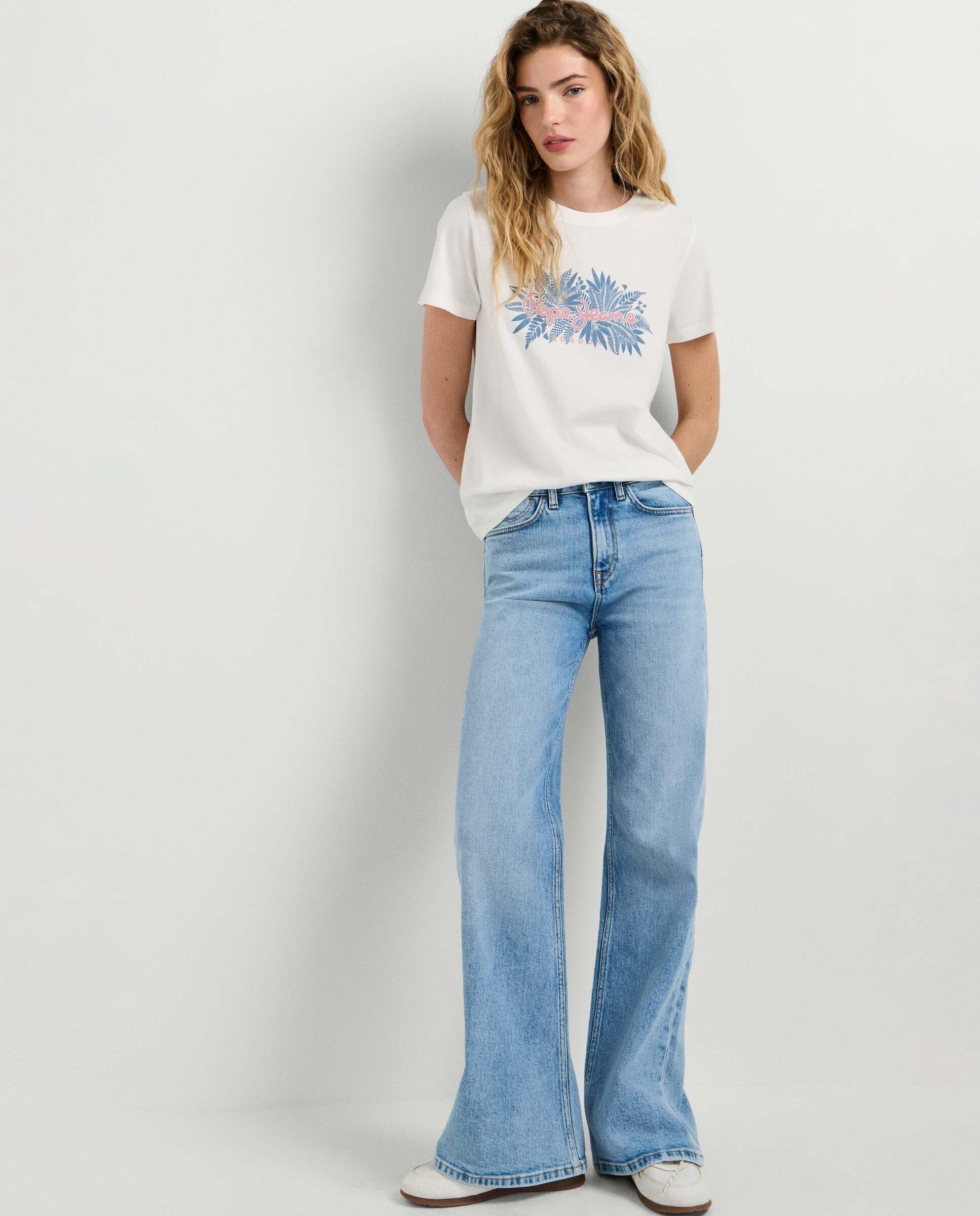 Camiseta de mujer logo floral estampado - Pepe Jeans - Blanco Blanco-7