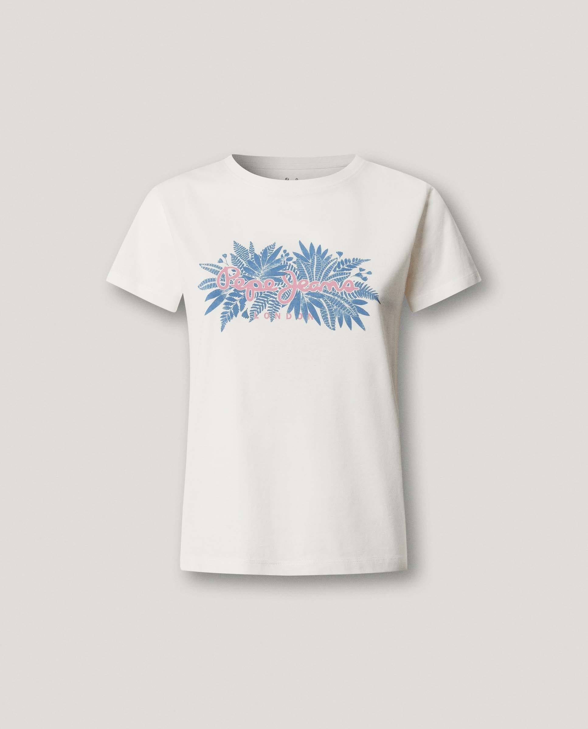 Camiseta de mujer logo floral estampado - Pepe Jeans - Blanco Blanco-9