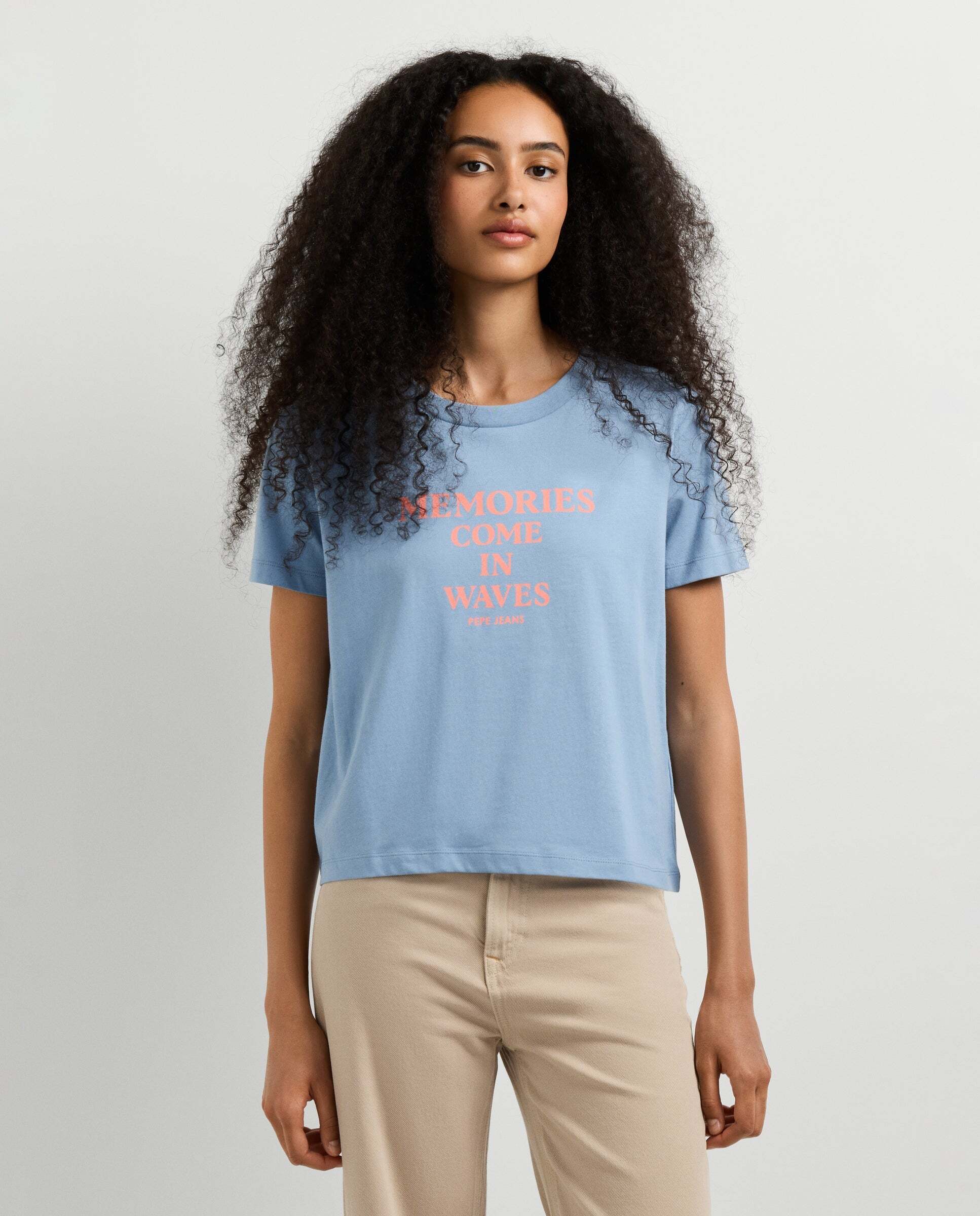 Camiseta de mujer texto estampado - Pepe Jeans - Azul porcelana Azul porcelana-1