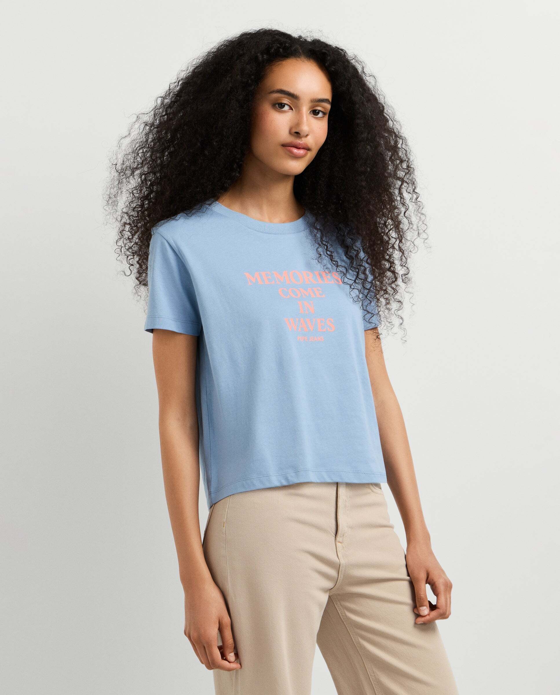 Camiseta de mujer texto estampado - Pepe Jeans - Azul porcelana Azul porcelana-5