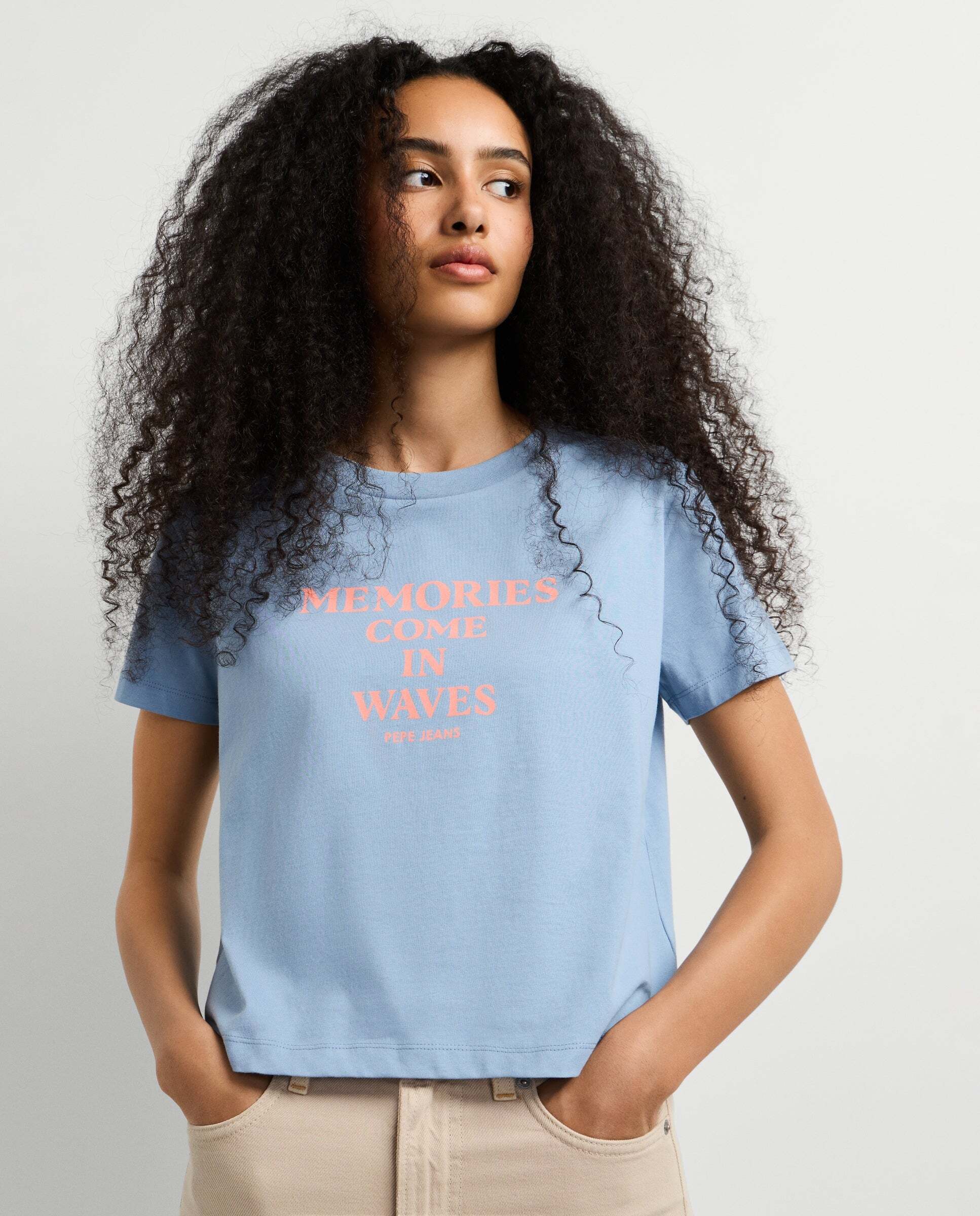 Camiseta de mujer texto estampado - Pepe Jeans - Azul porcelana Azul porcelana-6