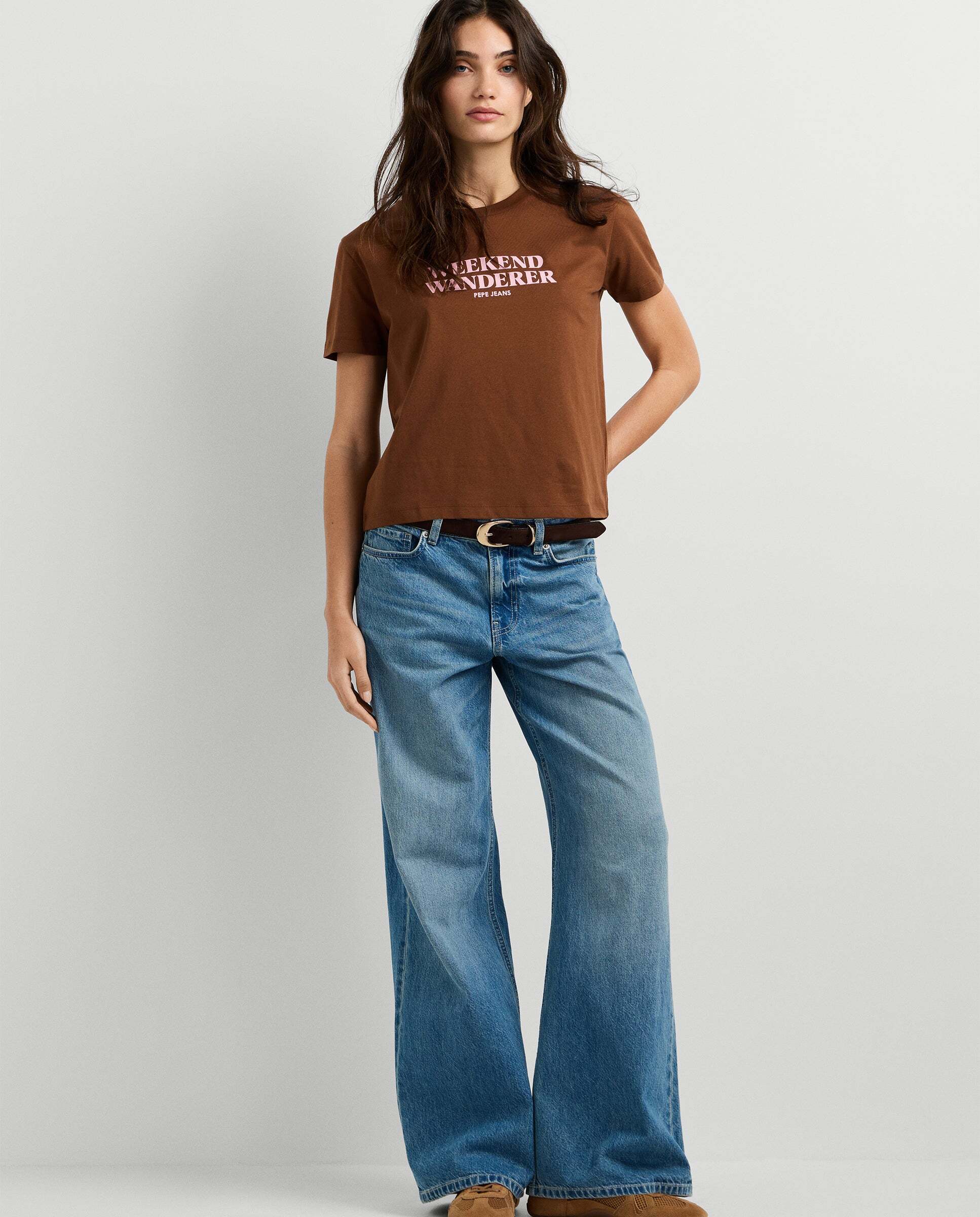 Camiseta de mujer texto estampado - Pepe Jeans - Marrón Marrón-2