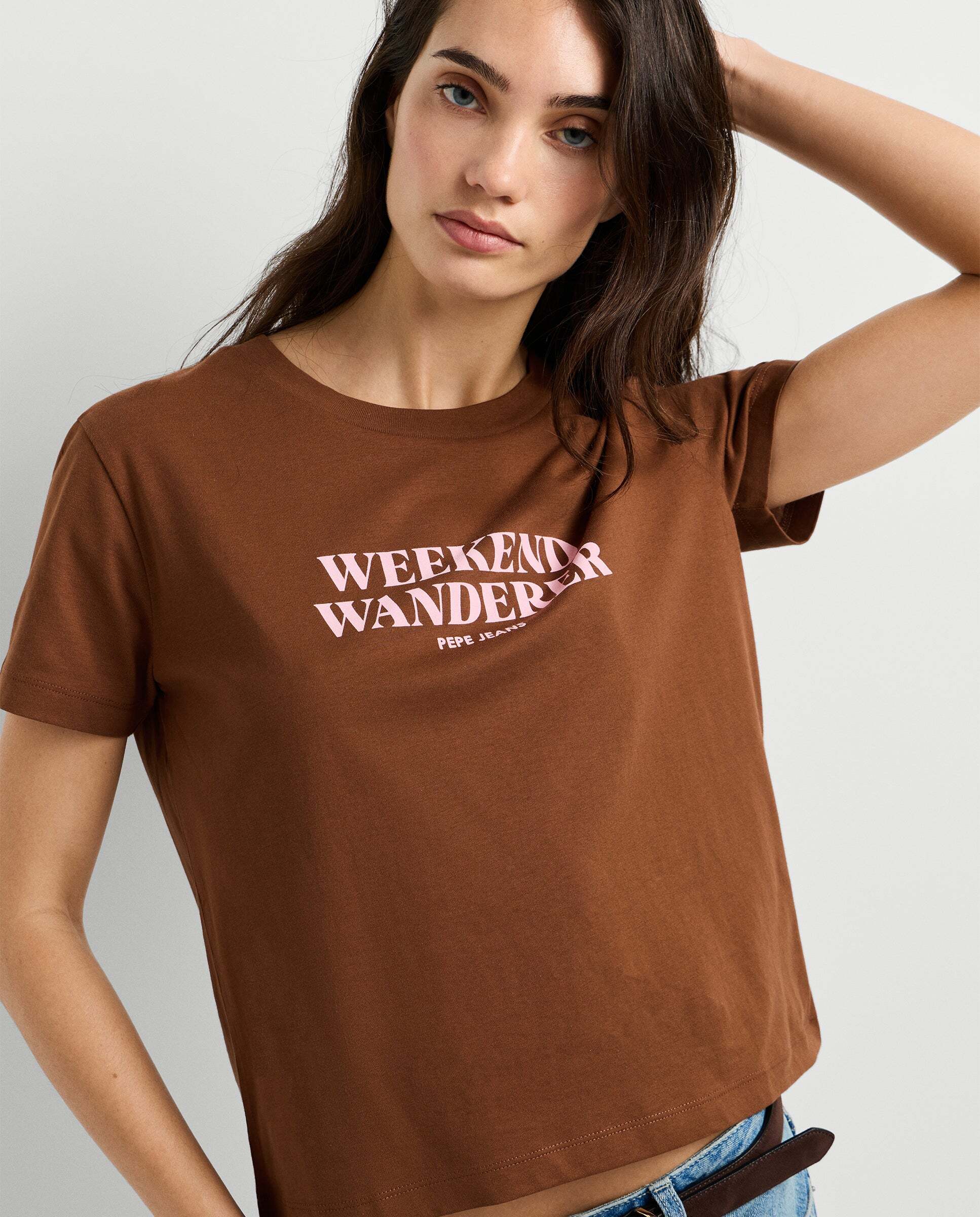 Camiseta de mujer texto estampado - Pepe Jeans - Marrón Marrón-4