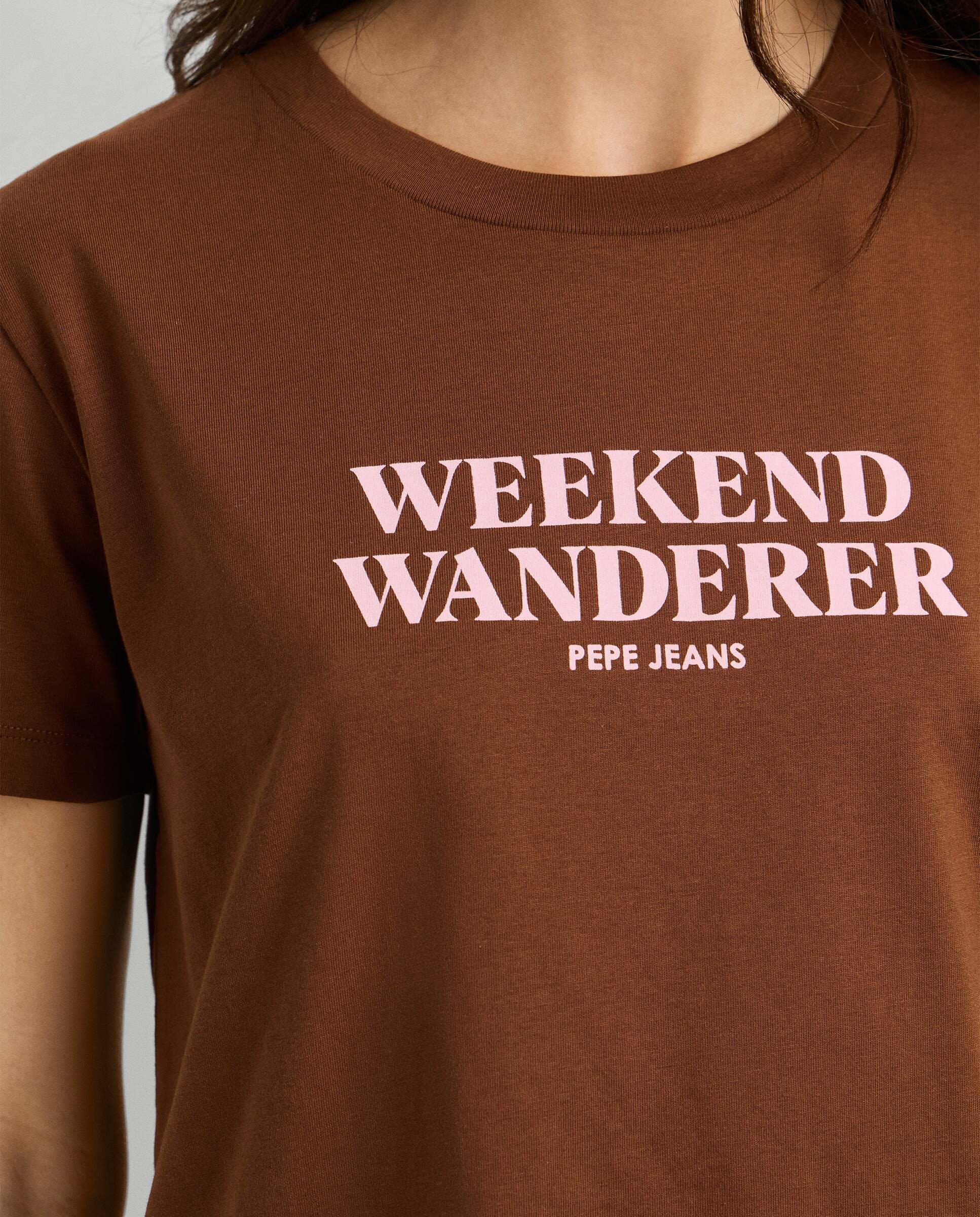 Camiseta de mujer texto estampado - Pepe Jeans - Marrón Marrón-5