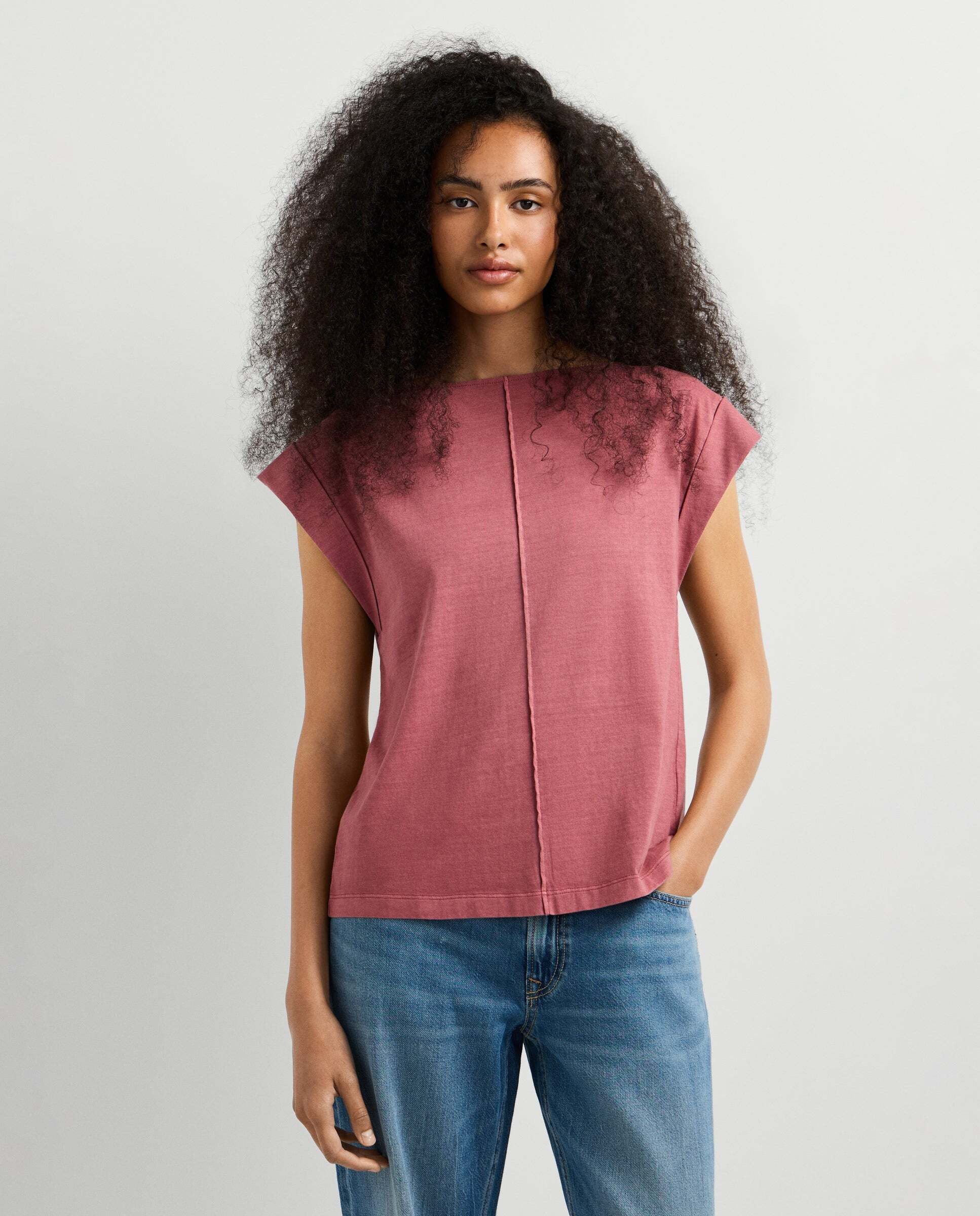 Camiseta de mujer con costura decorativa - Pepe Jeans - Rosa Rosa-1