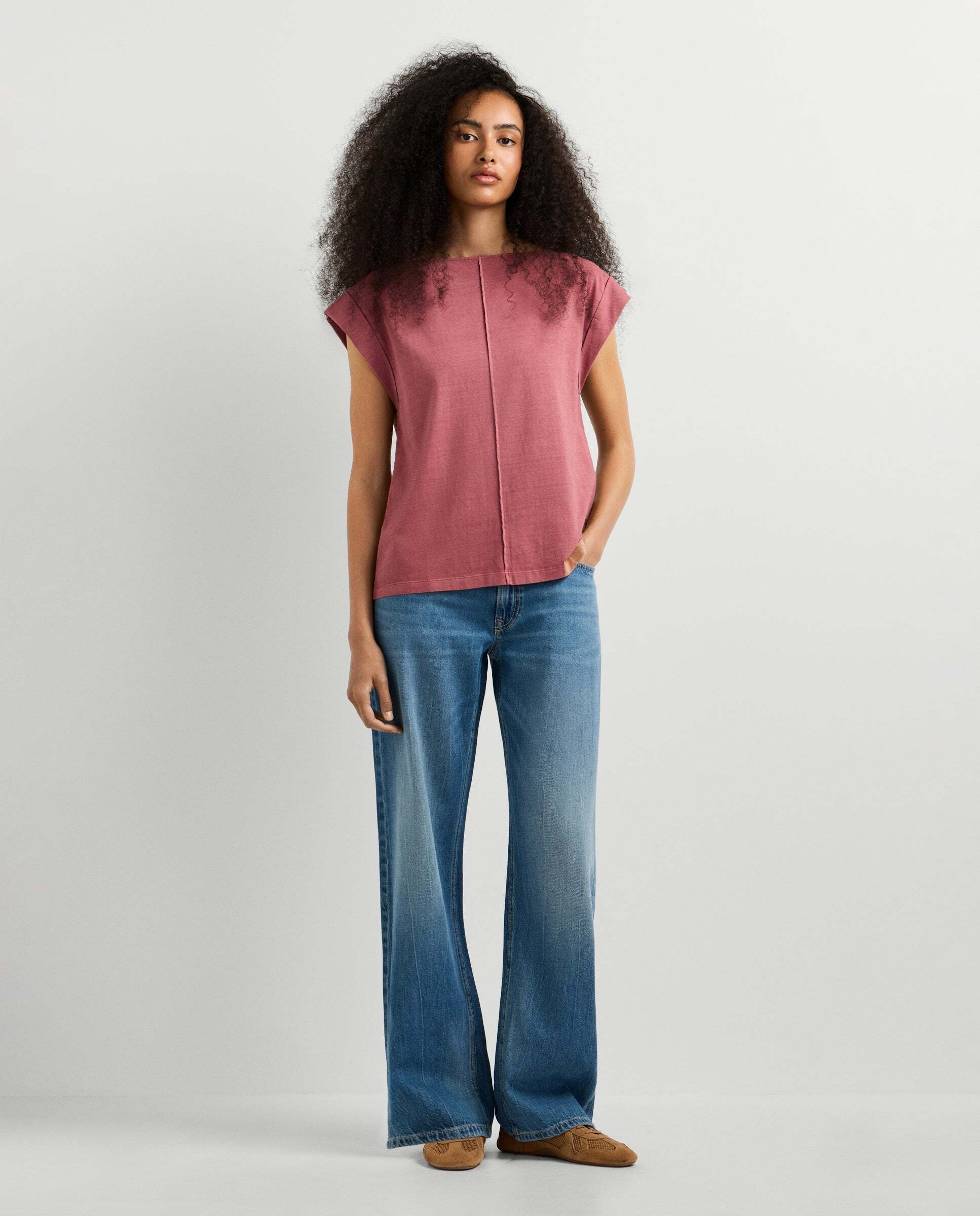 Camiseta de mujer con costura decorativa - Pepe Jeans - Rosa Rosa-2