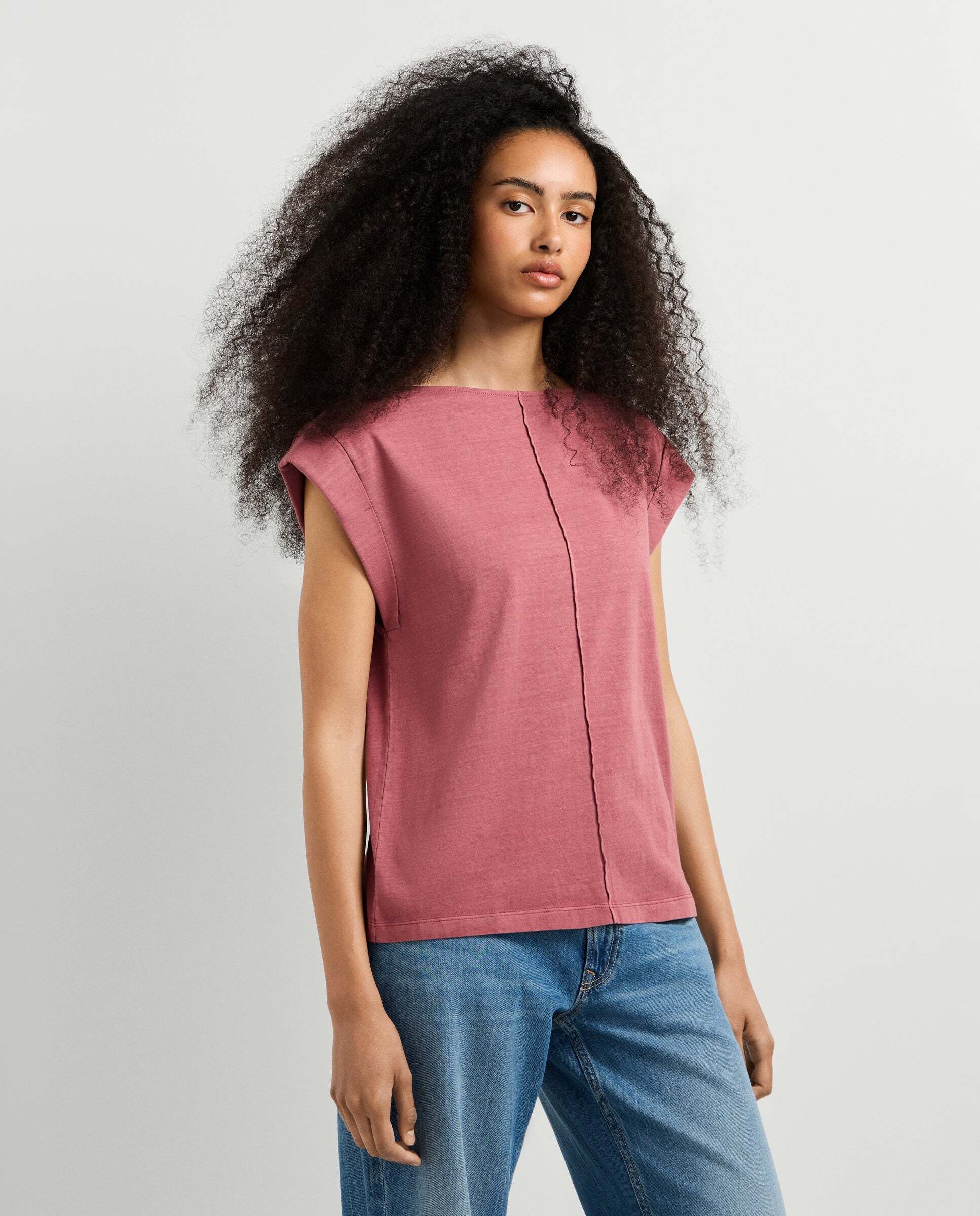 Camiseta de mujer con costura decorativa - Pepe Jeans - Rosa Rosa-6