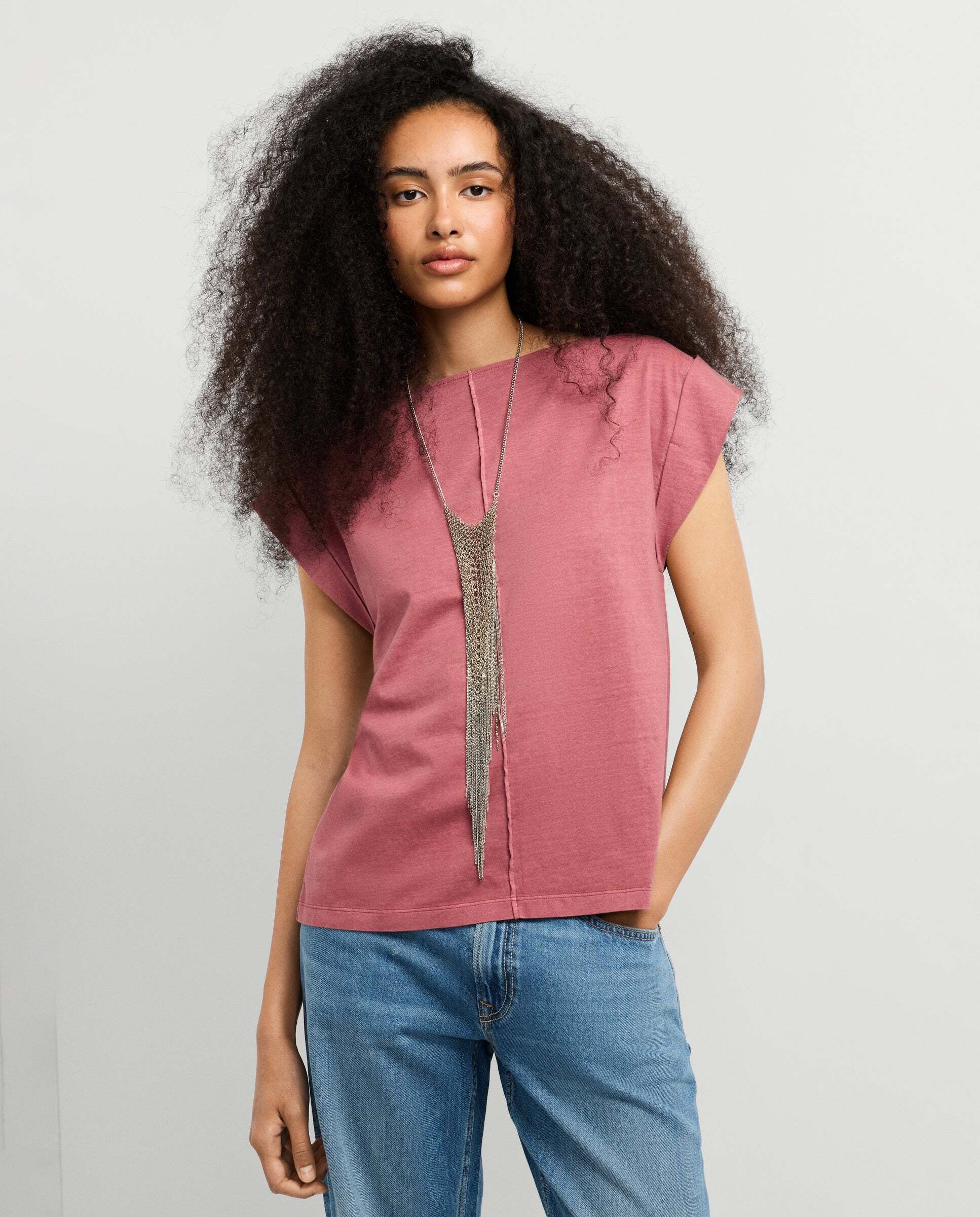 Camiseta de mujer con costura decorativa - Pepe Jeans - Rosa Rosa-7