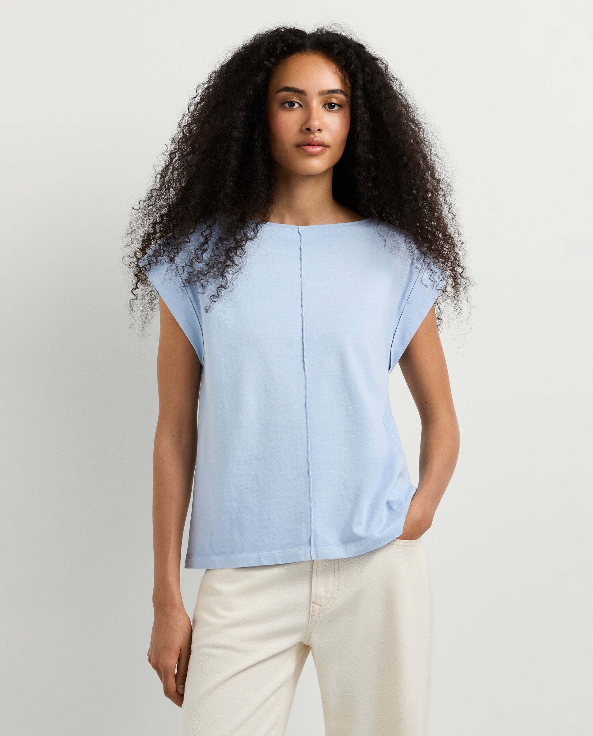 Camiseta de mujer con costura decorativa - Pepe Jeans - Azul claro Azul claro-1